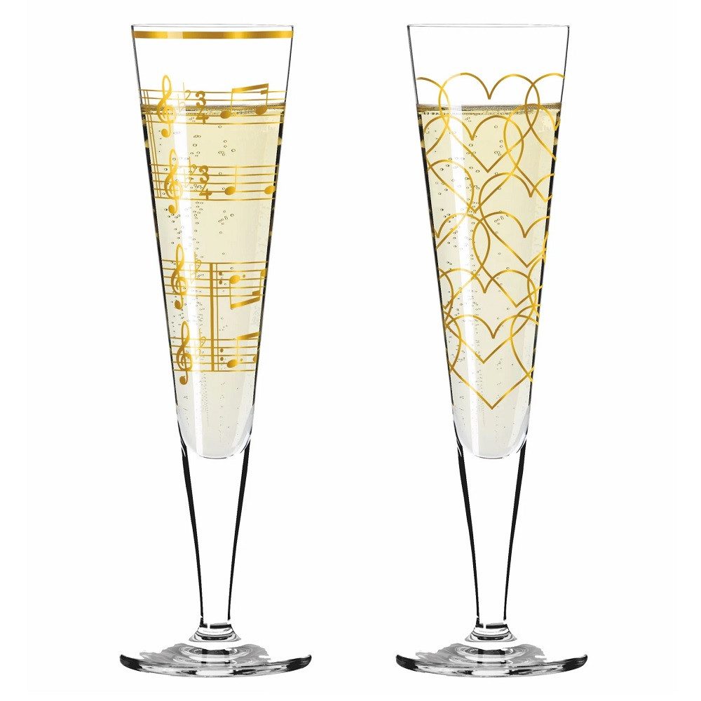 Ritzenhoff Sektglas Ritzenhoff Goldnacht Champus-Duett Best of 2022 H23, Kristallglas