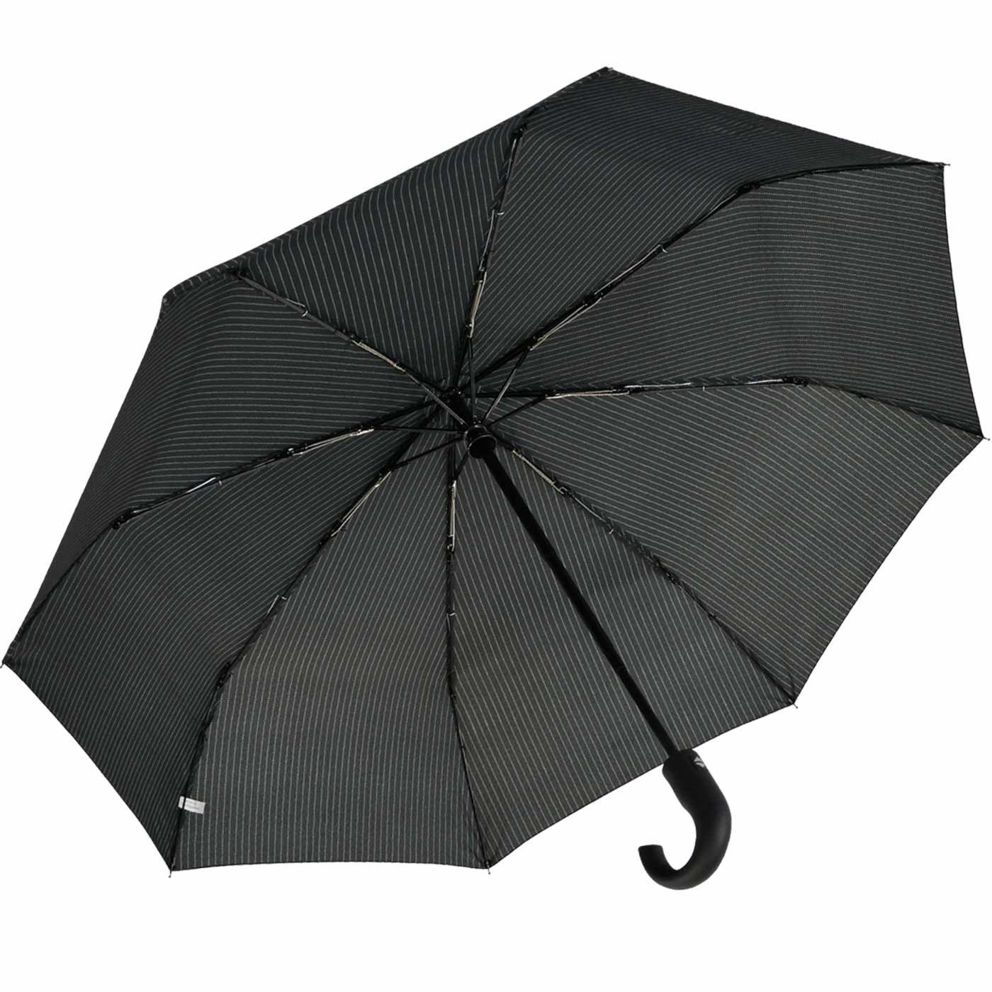 Impliva Taschenregenschirm miniMAX® Herren Auf-Zu-Automatik Rundhakengriff, klassisch elegant