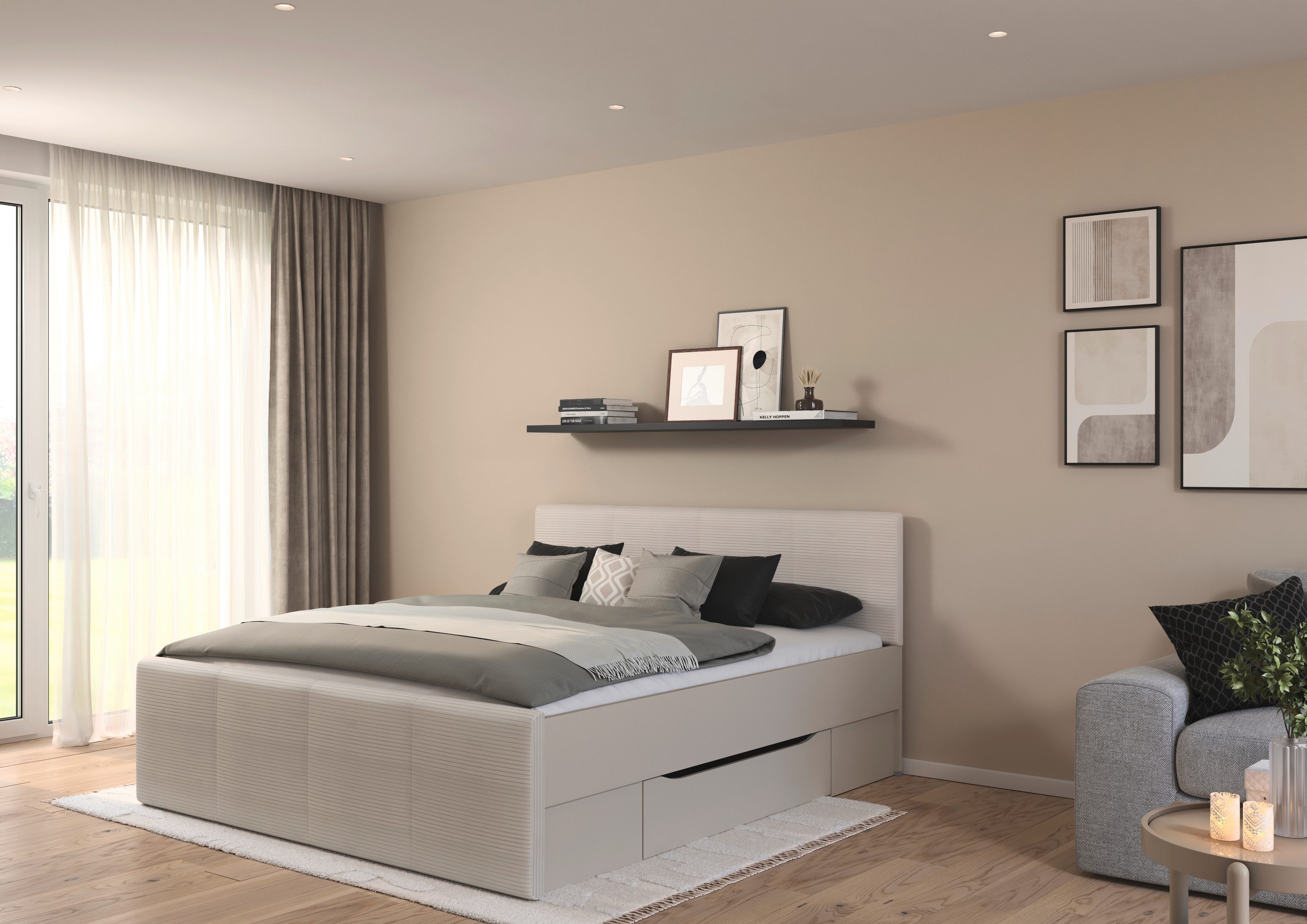 rauch Bett Doppelbett Polsterbett Stauraumbett AGORDO (180x200 cm), praktische Bettschubkästen für zusätzlichen Stauraum MADE IN GERMANY