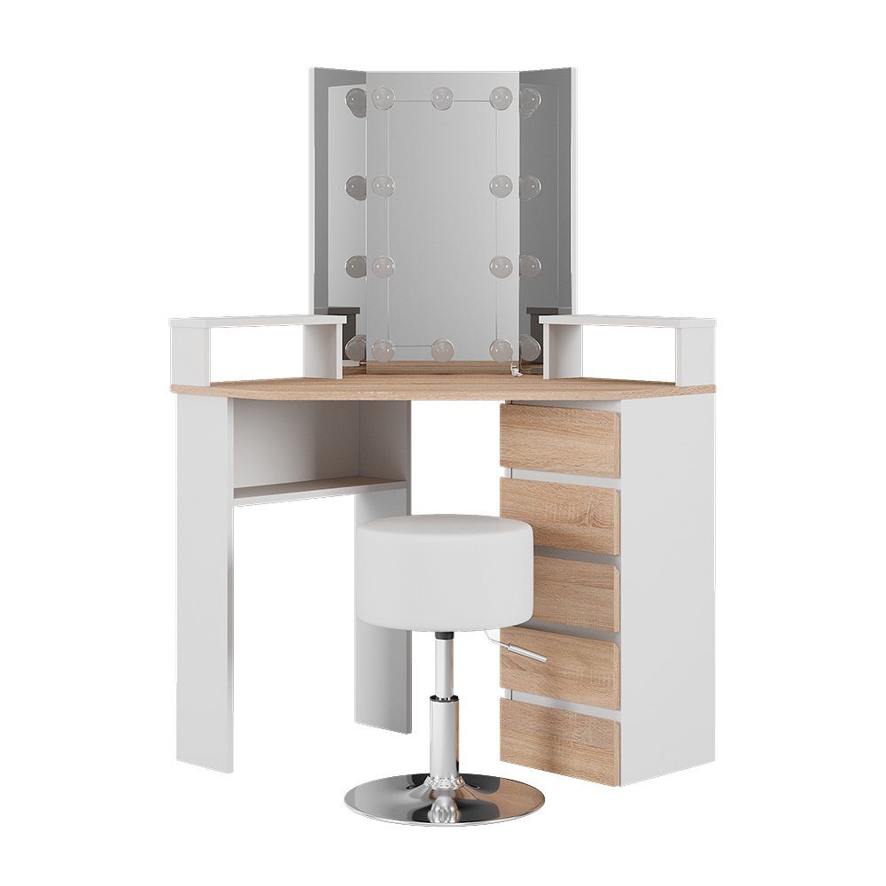 Vicco Schminktisch Tilda, Weiß/Sonoma, 113.3 cm günstig online kaufen