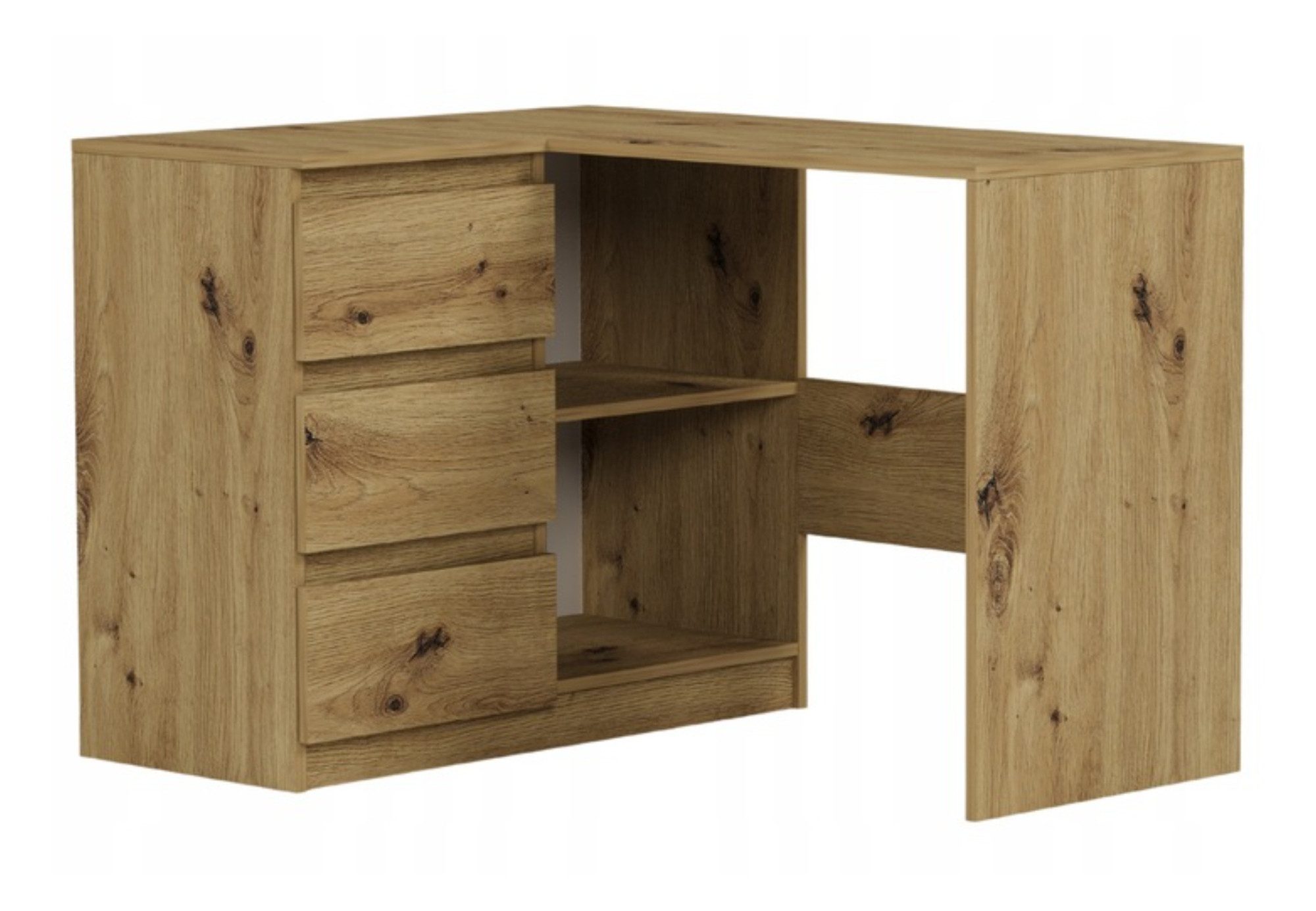 Eckschreibtisch mit 3 Schubladen & Einlegeboden, modern & funktional