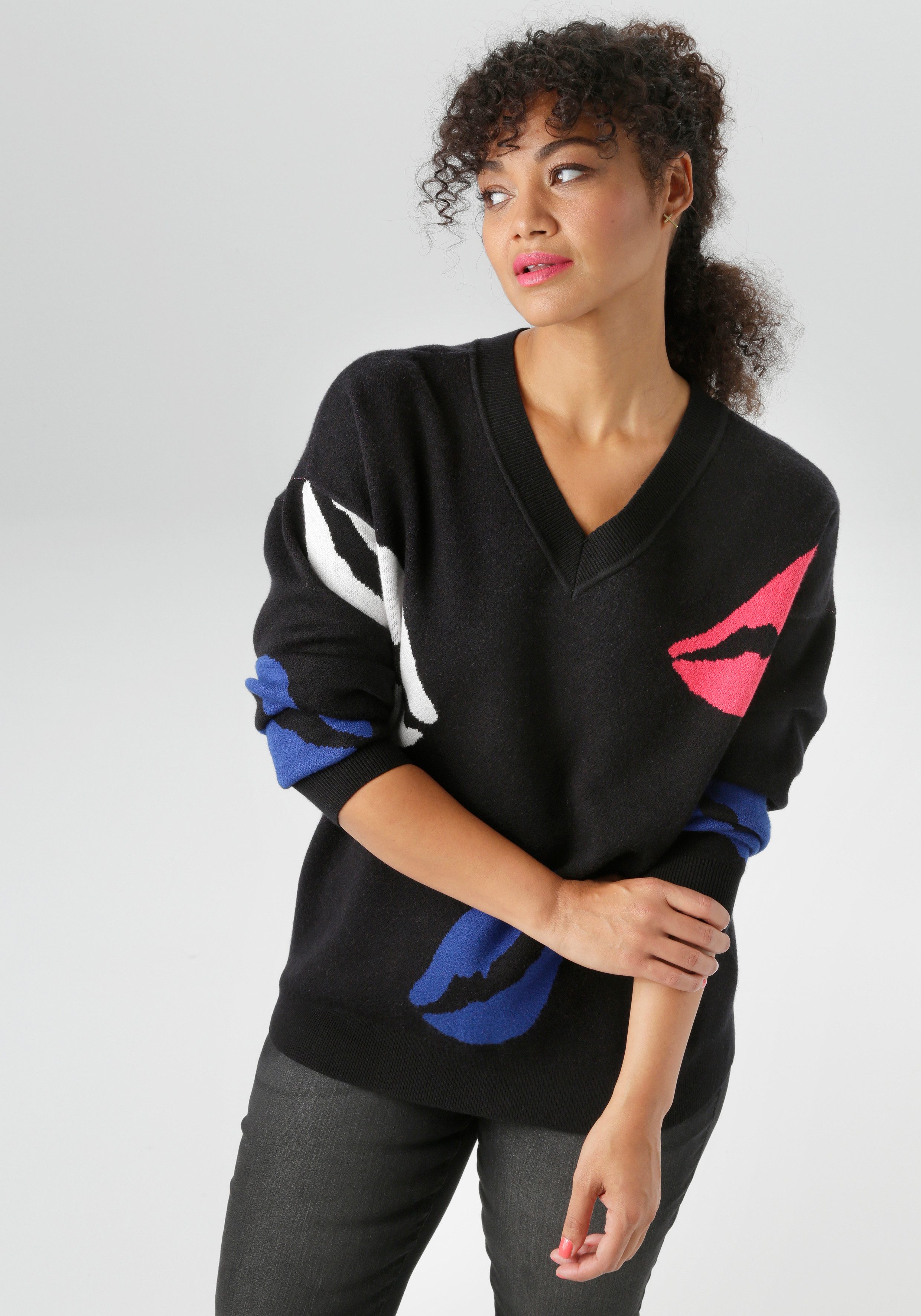 Aniston PLUS Strickpullover mit eingestrickten farbigen günstig online kaufen