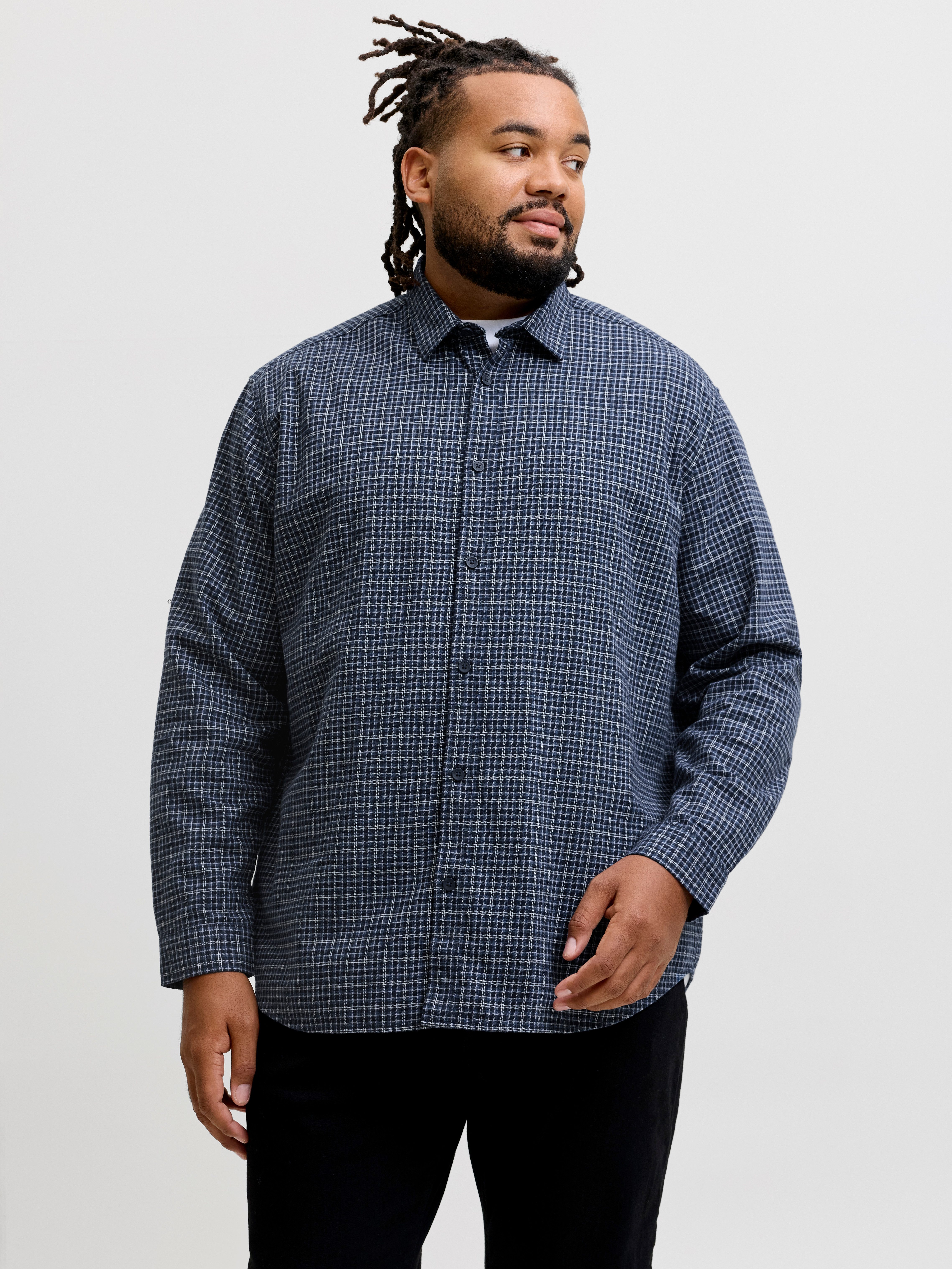 Jack & Jones PlusSize Langarmhemd JJCARTER CHECK SHIRT LS SN PLS Baumwolle, relaxed fit