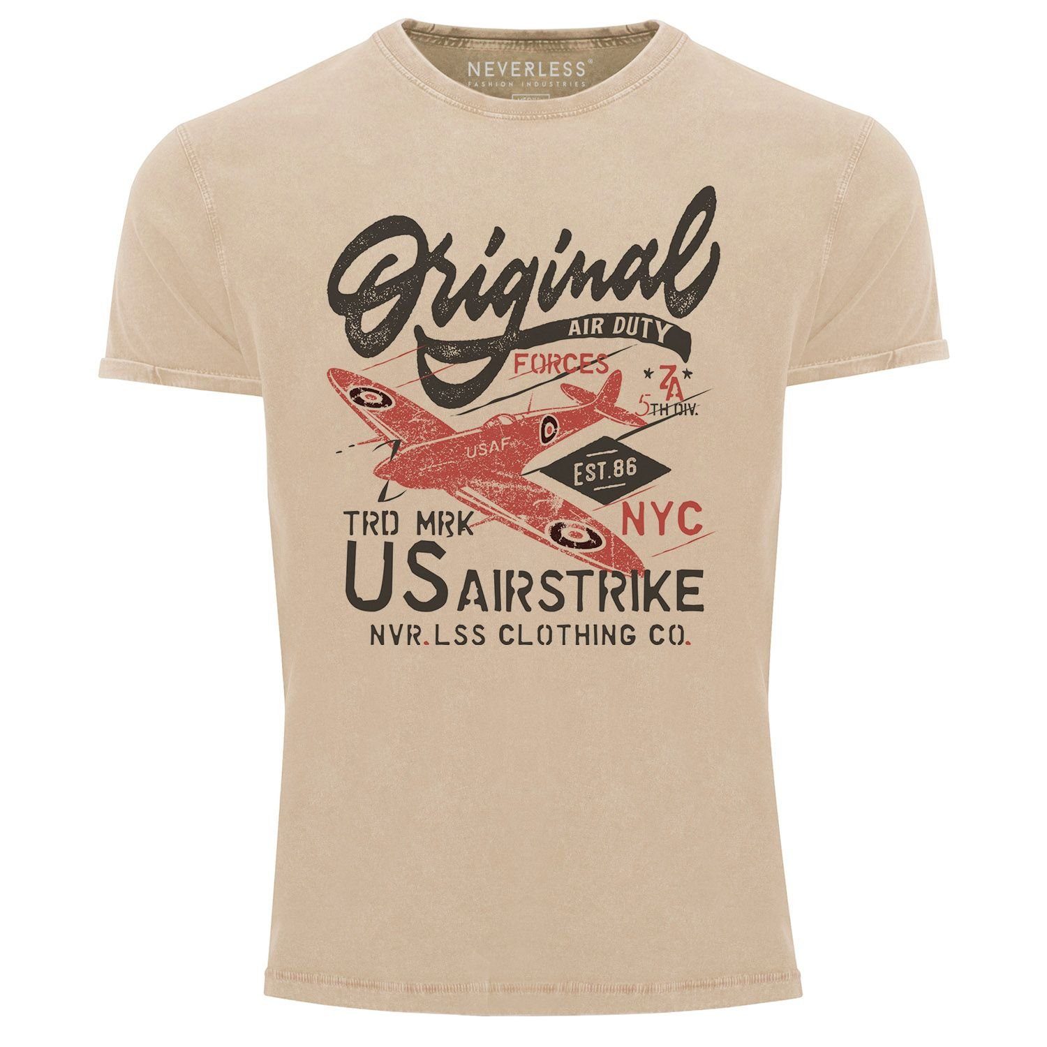Neverless Print-Shirt Herren Vintage Shirt US günstig online kaufen
