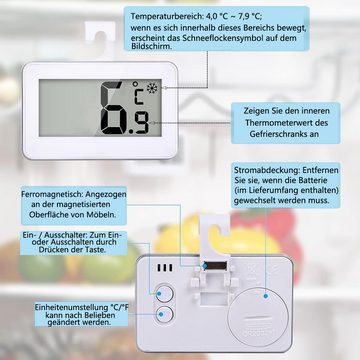 Coonoor Kühlschrankthermometer Mit Gut Lesbarem LCD-Anzeige Lesen, Perfekt für Lnnen/Außen/Home/Restaurants/Bars/Cafés