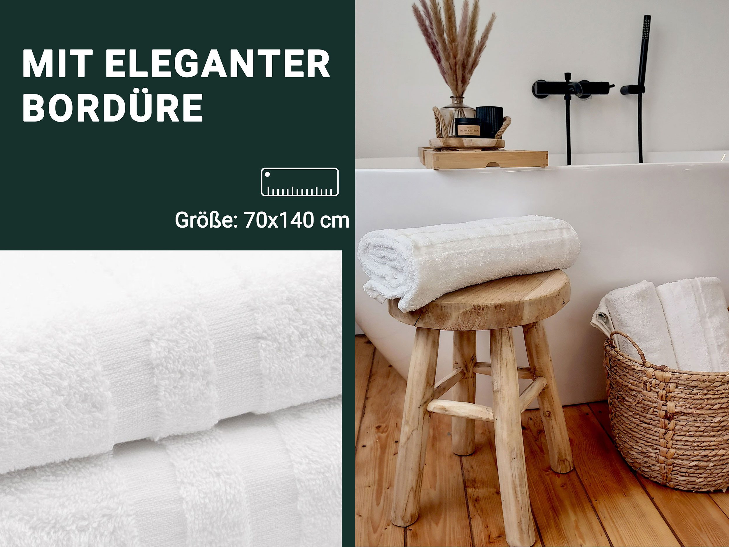 ZOLLNER Duschtücher, Walkfrottier (5-St), 70 x günstig online kaufen