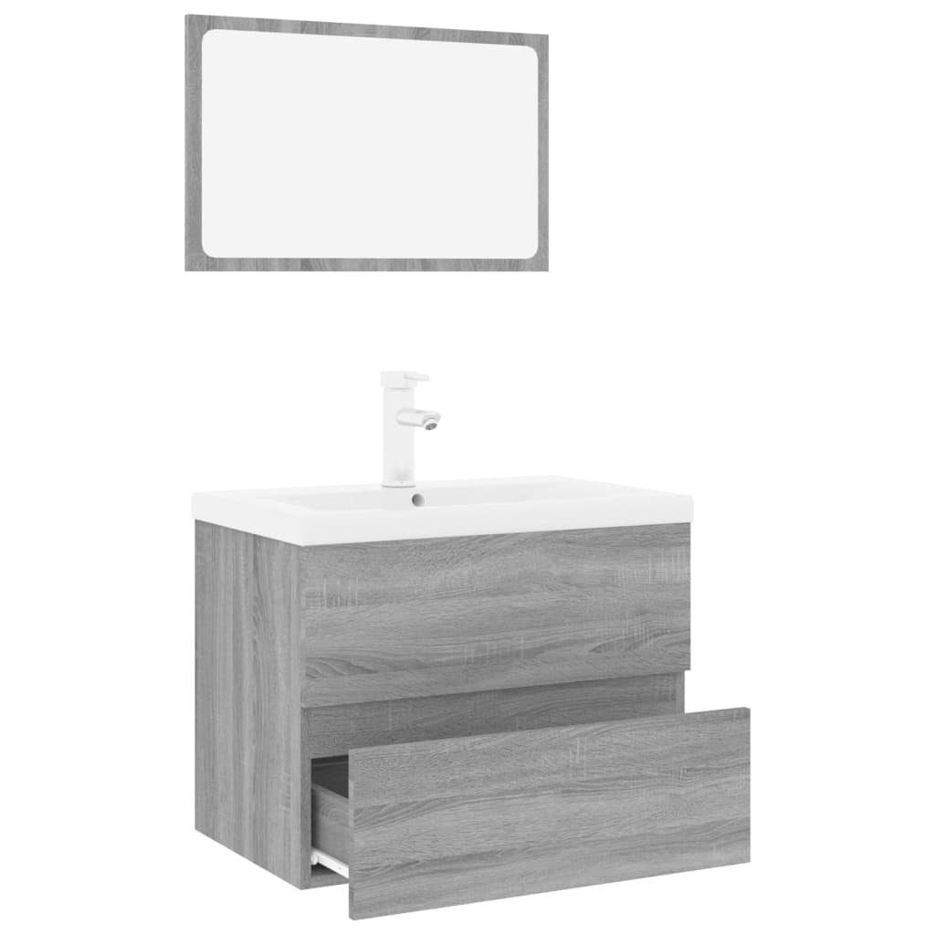 vidaXL Badezimmer-Set Badmöbel-Set Grau Sonoma Holzwerkstoff, günstig online kaufen