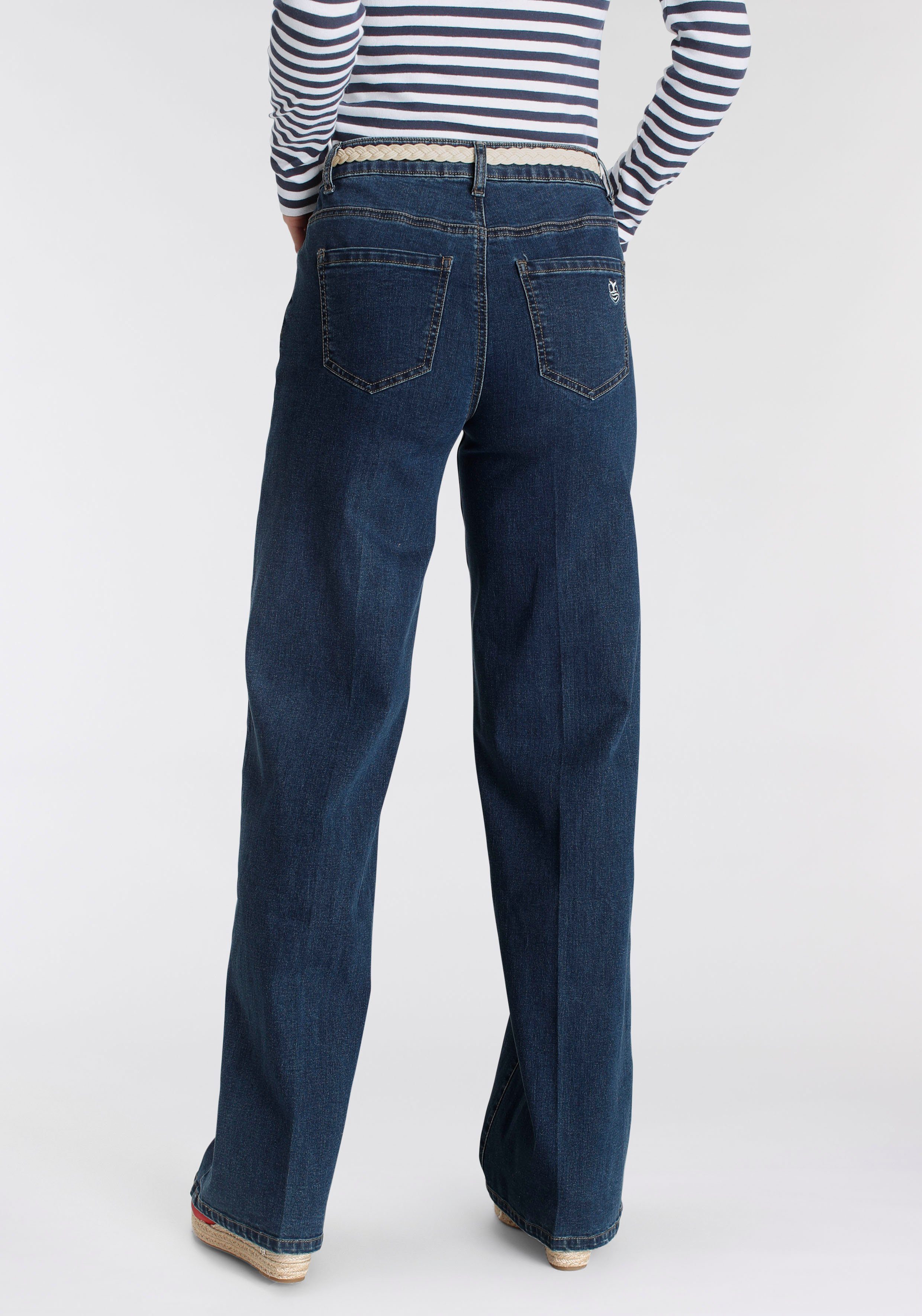 DELMAO Weite Jeans (Set, mit Gürtel) MARKE! ---NEUE mit 2-tlg., modischem Flechtgürtel