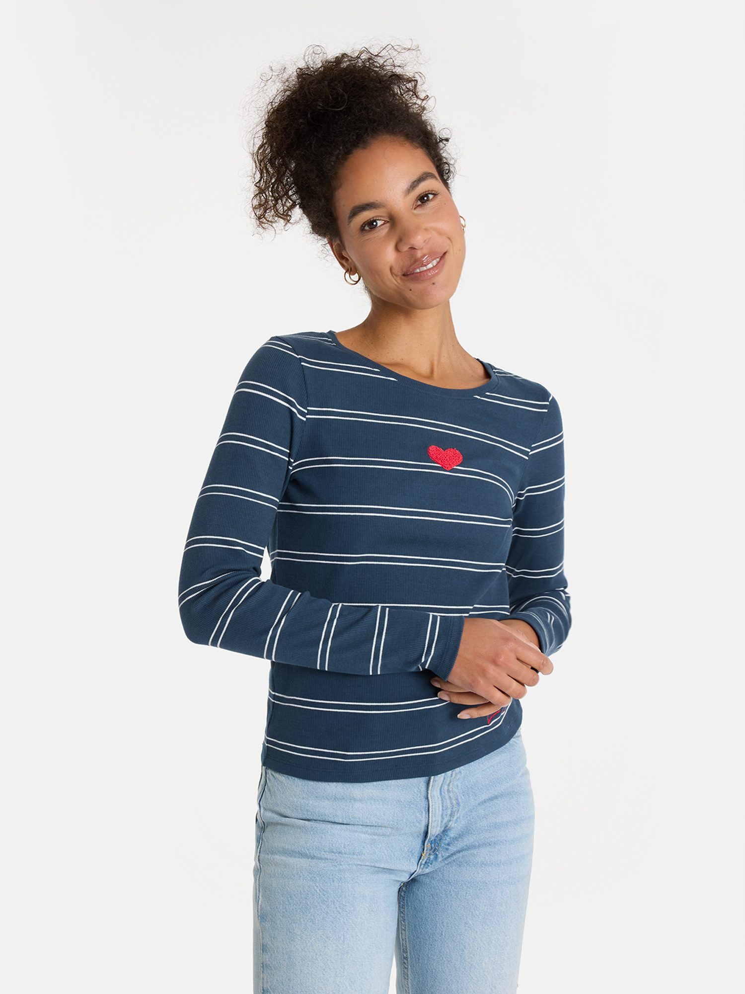 Lieblingsstück Langarmshirt SinaL mit Herzmotiv und Streifen günstig online kaufen