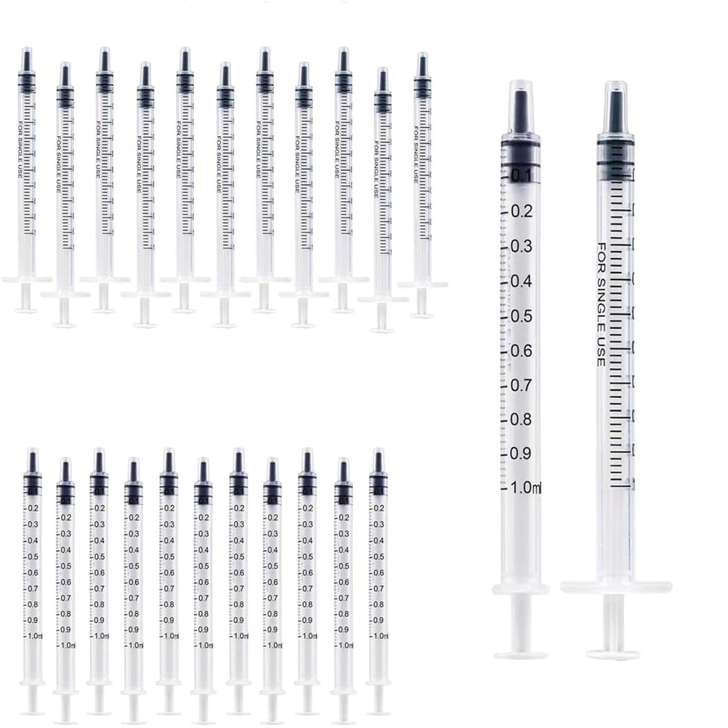 FELIXLEO Lernspielzeug 24 Stück 1ml Spritzen Kunststoff mit Kappe Dosierspritze (1-St)