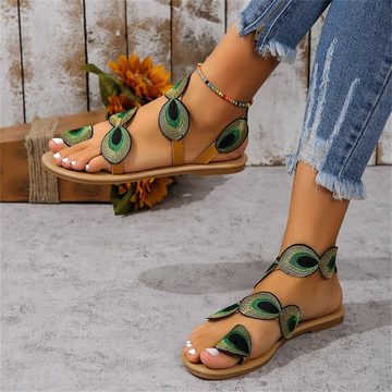 Rouemi Damen-Sommer-Sandalen, Braut-Hochzeits-Blumen-Sandalen Riemchensandale