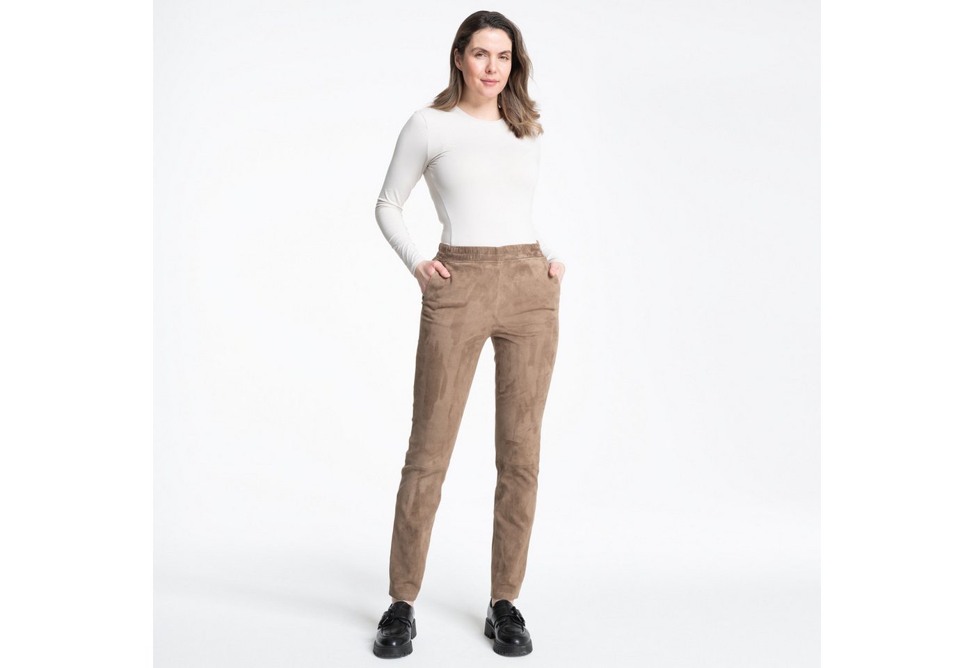 Mouflon Lederhose Élise mit elastischen Bund Uni Farben