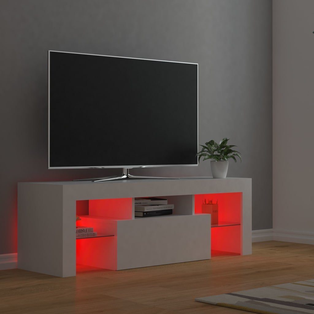 vidaXL TV-Schrank (1-St) LED-Leuchten mit cm 120x35x40 Weiß TV-Schrank