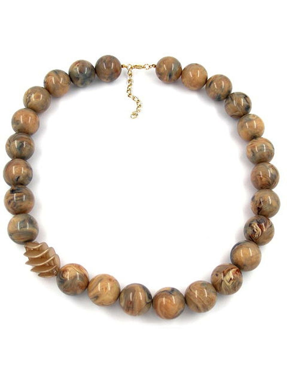 Gallay Perlenkette Kette Perlen und Spirale braun marmor (1-tlg)