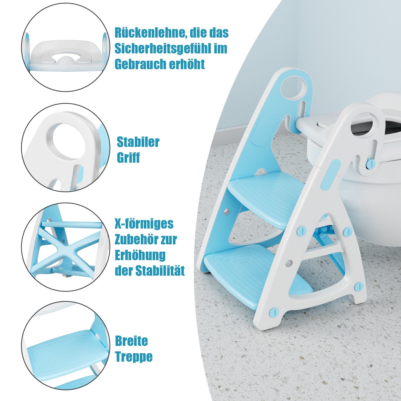 TLGREEN Toilettentrainer Toilettensitz Kinder Baby 1 Treppe, Blau 2 mit in mit Tritthocker Toilettensitz