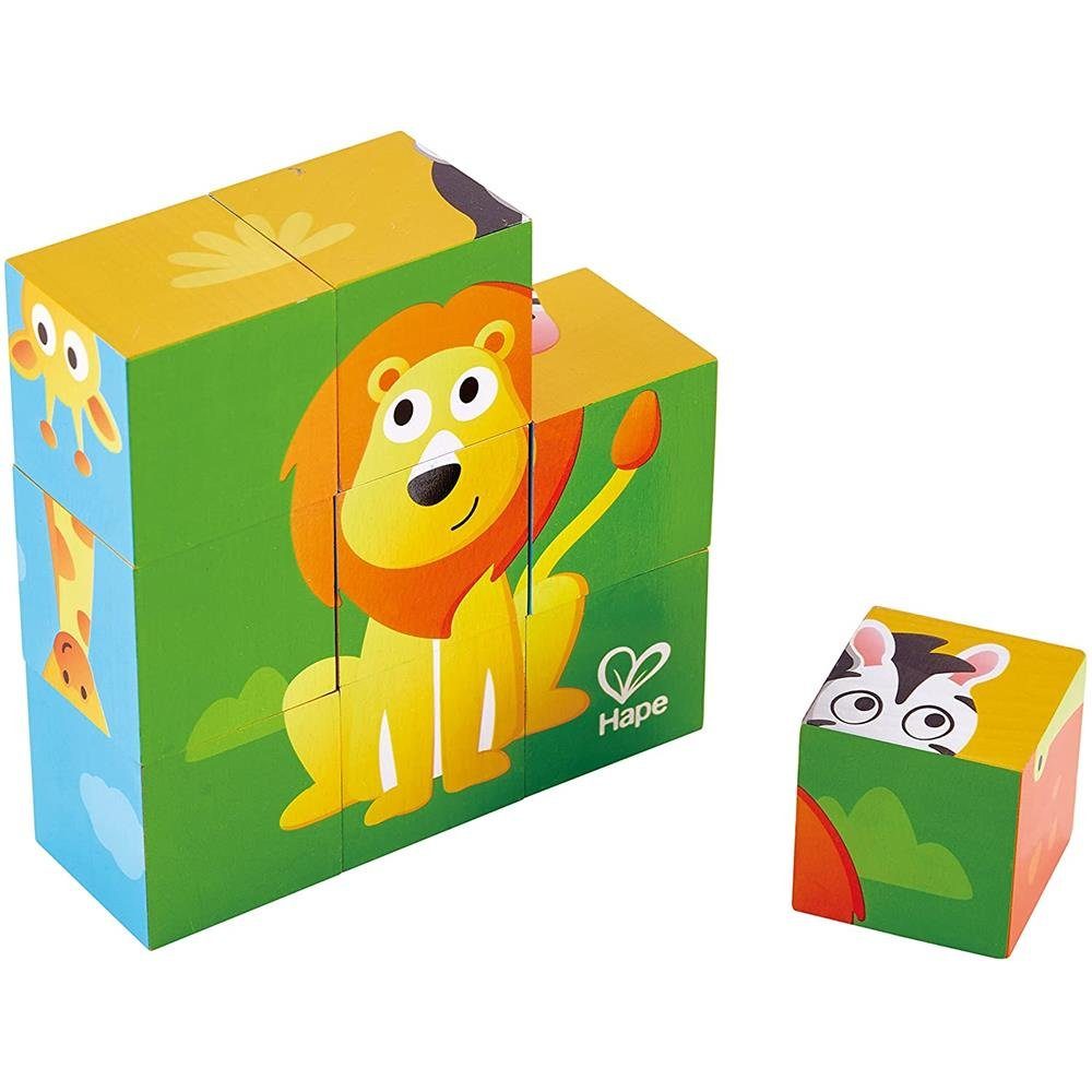 Hape Europe Toynamics Würfelpuzzle Holz, Blockpuzzle Dschungel Puzzleteile