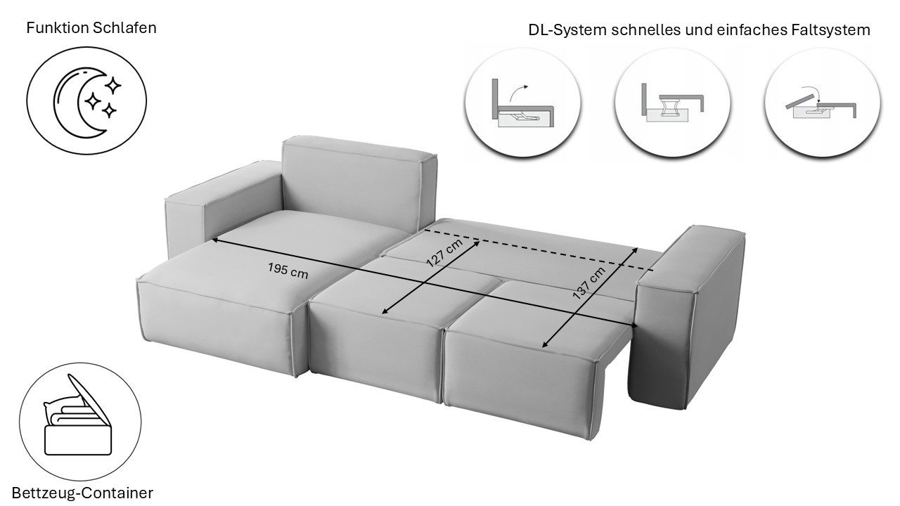 Kaiser Möbel Ecksofa Modernes Ecksofa in L-Form aus der limitierten Kollektion Ella, Ecksofa