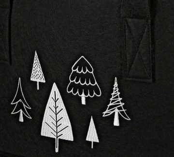 GILDE Henkeltasche Filztasche Funny Tree Farbe schwarz Stickerei weiß waschbar (1-tlg), Vorderseite bestickt