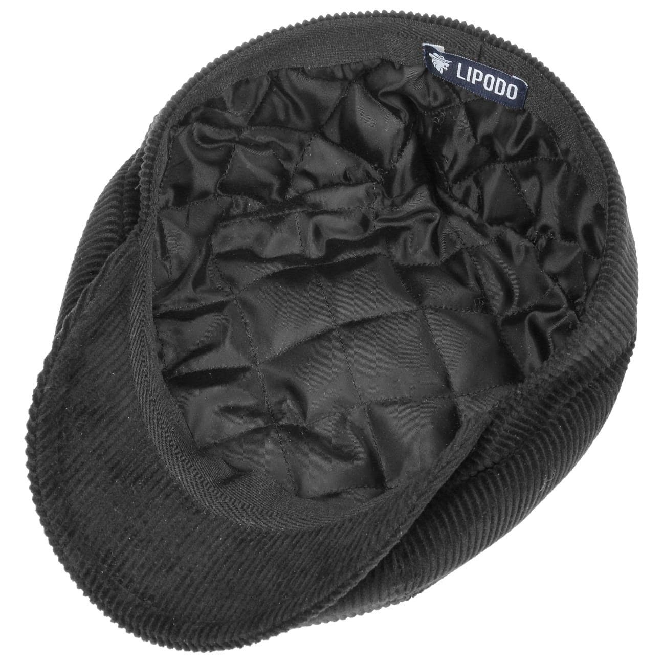 Lipodo Flat Cap (1-St) schwarz mit Cordcap Schirm, in Italy Made