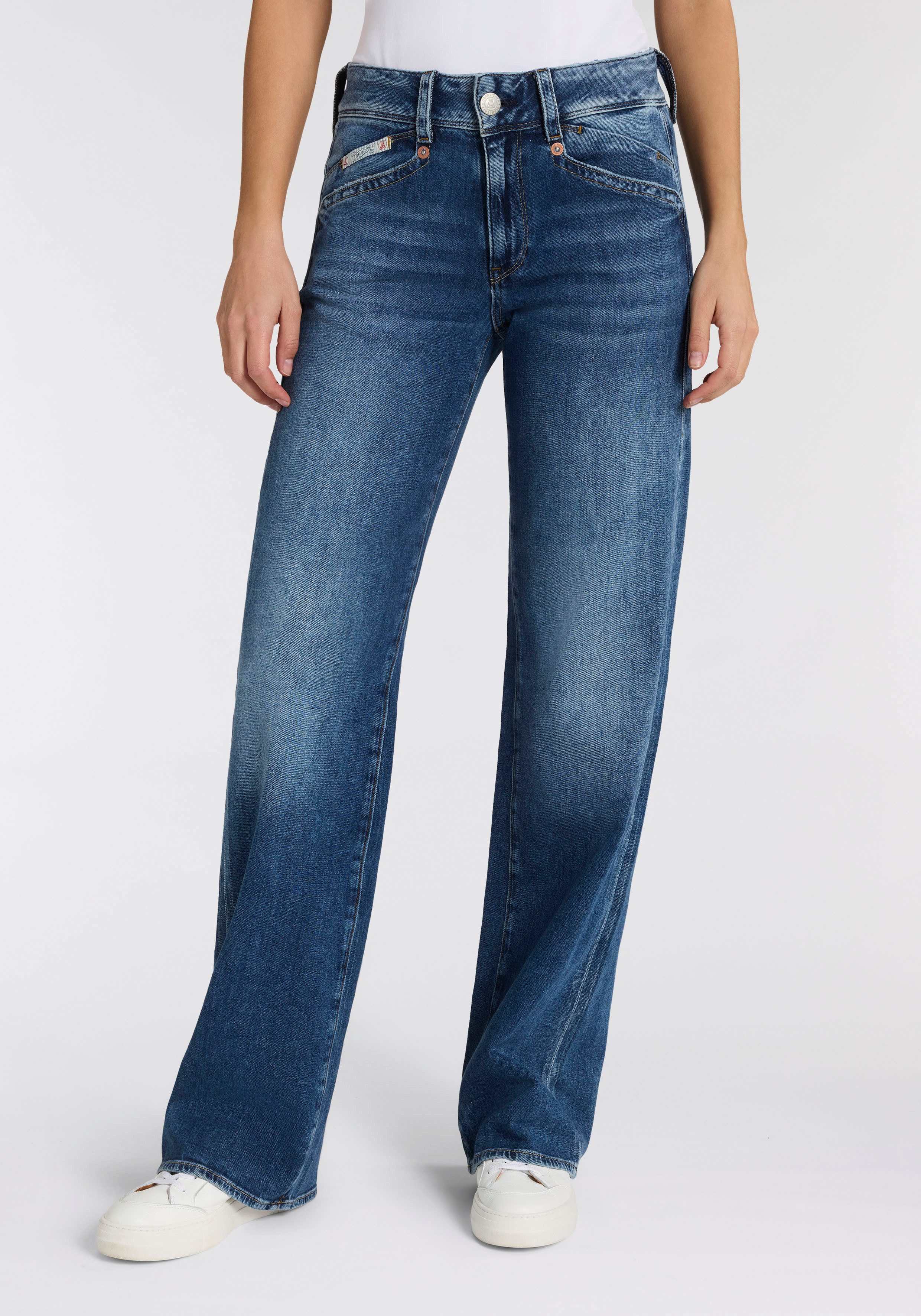 Herrlicher Straight-Jeans Prime New Denim Stretch mit Spitzbund hinten
