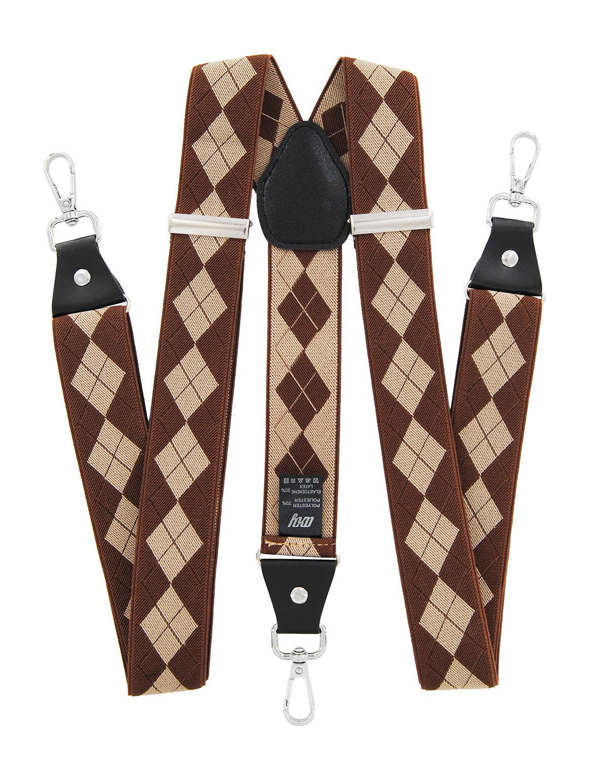 axy Hosenträger Herren Y-Form 3,5 cm breit, elastisch, mit 3 robusten Karabinern verstellbar 120cm Lang für Anzug Jeans Chinos Rockabilly Suspenders