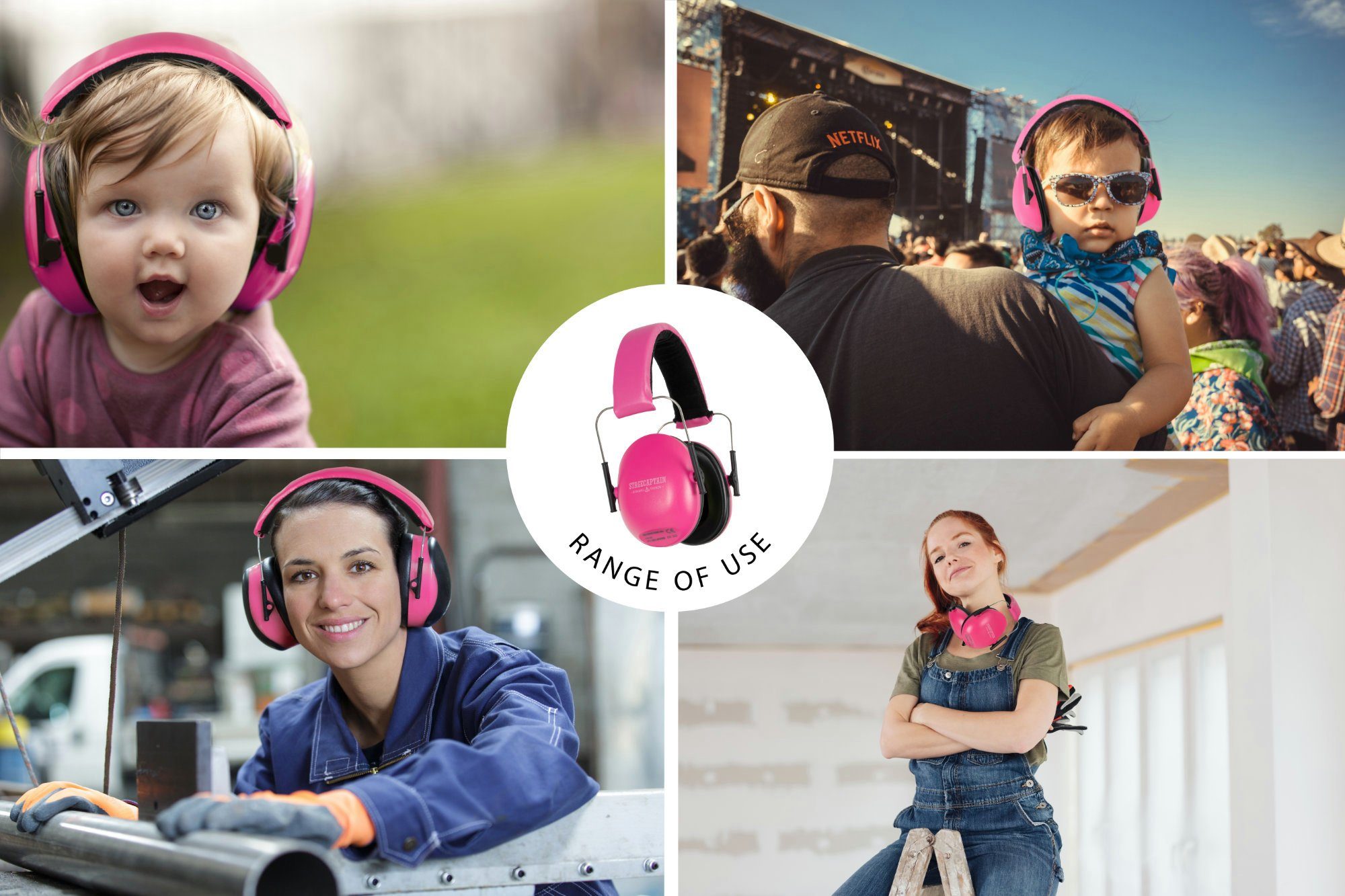 dB Stagecaptain mit Gehörschutz CN-25 Contranoise Kinder 25 Ohrenschützer Erwachsene Dämpfung, für und Bügelgehörschutz Pink