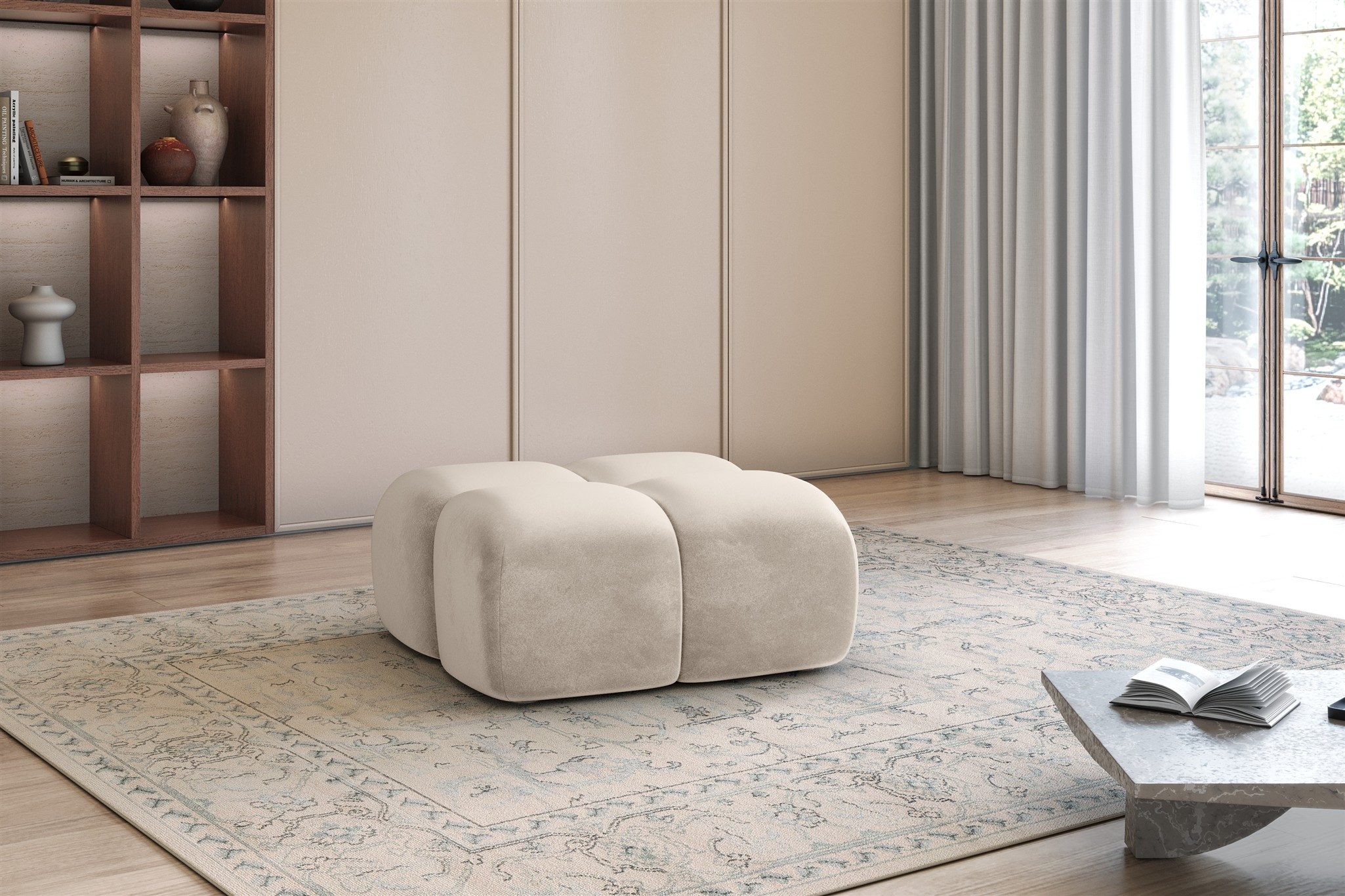 Fun Möbel Polsterhocker Hocker Designerhocker DARCY 85x85 cm in Stoff Salvador (auch mit der Breite ca. 128 cm erhältlich), Gesamthöhe: ca. 44 cm