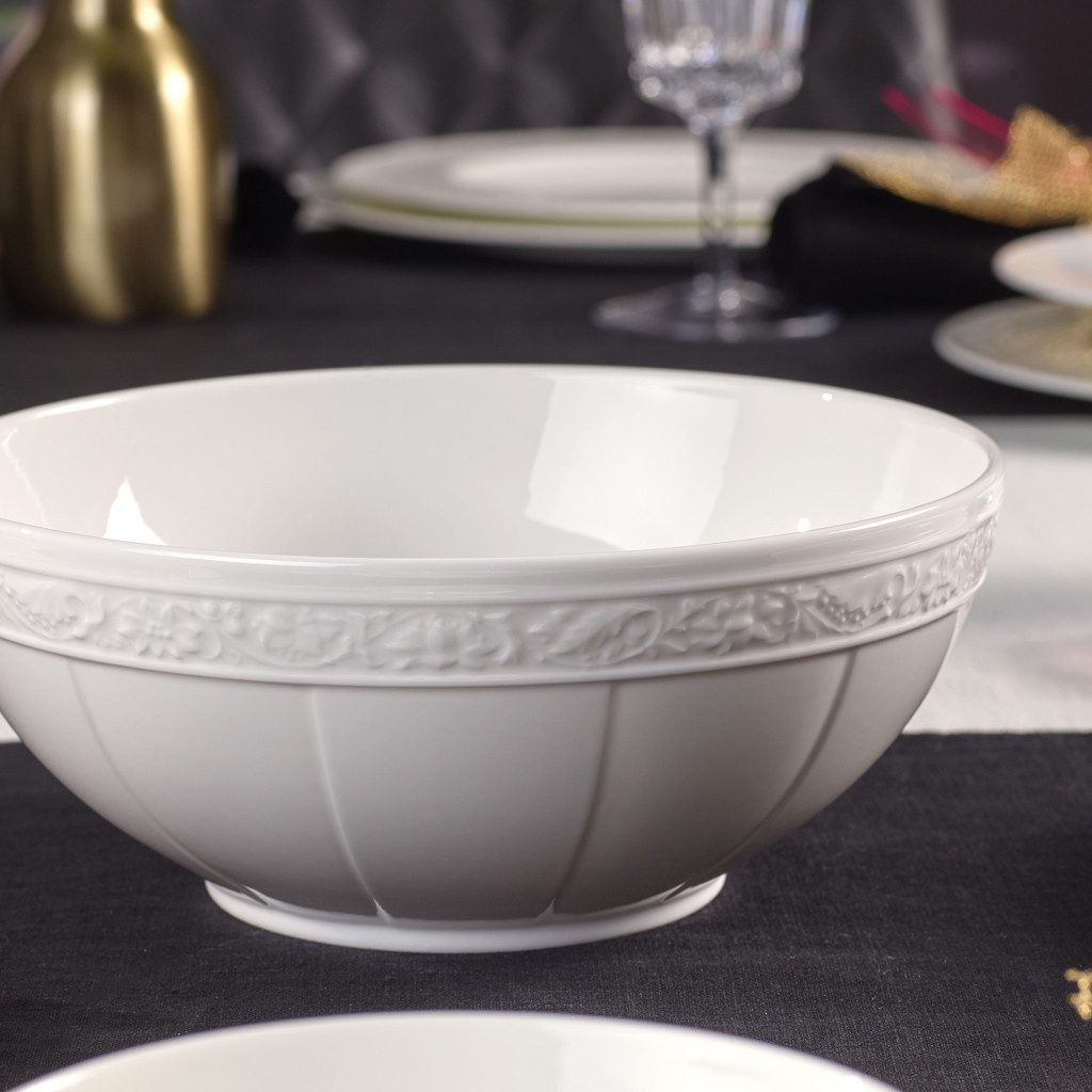 Villeroy & Boch Signature Salatschüssel White Pearl Schüssel rund klein, Porzellan, (1-tlg), Premium Bone Porcelain, 1 Stck, mikrow.- & spülm.sicher