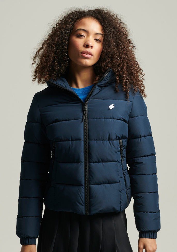 Superdry Steppjacke HOODED SPIRIT SPORTS PUFFER aus wasserabweisendem Material deep navy