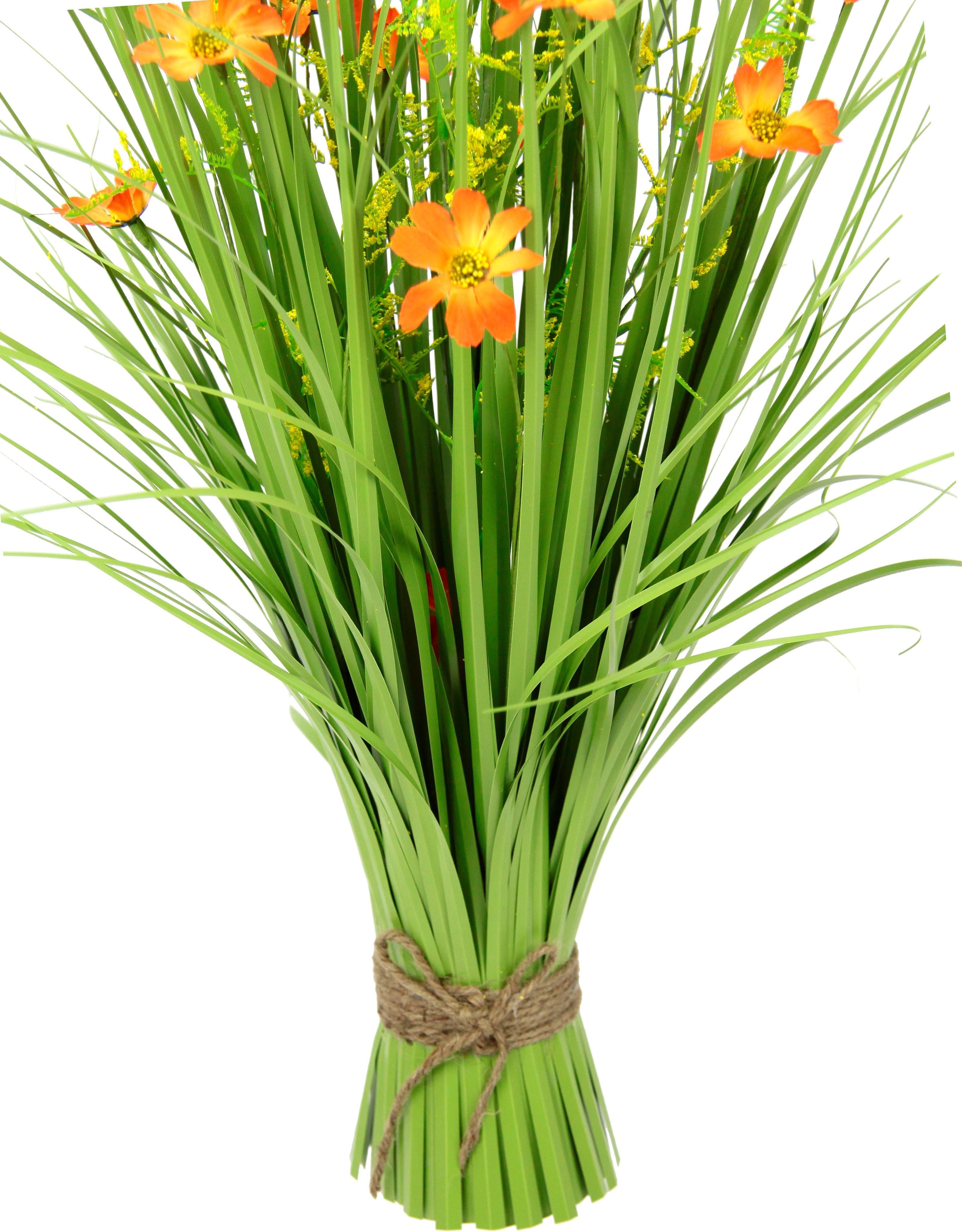 Kunstgras Mit Cosmeablüten, I.GE.A., Höhe 68 cm, Grasbusch, künstlich, Dekogras