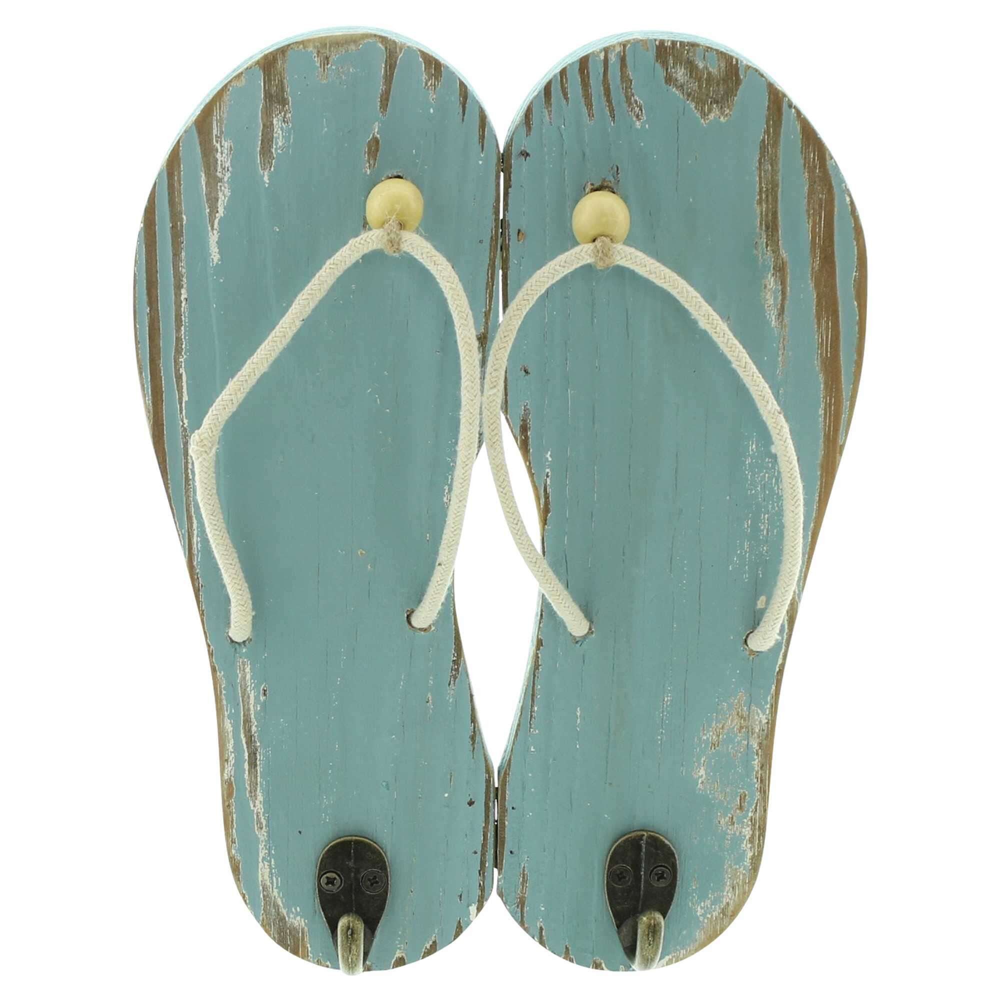 Dekoleidenschaft Wandhaken "Flip-Flops" Holz im Shabby günstig online kaufen