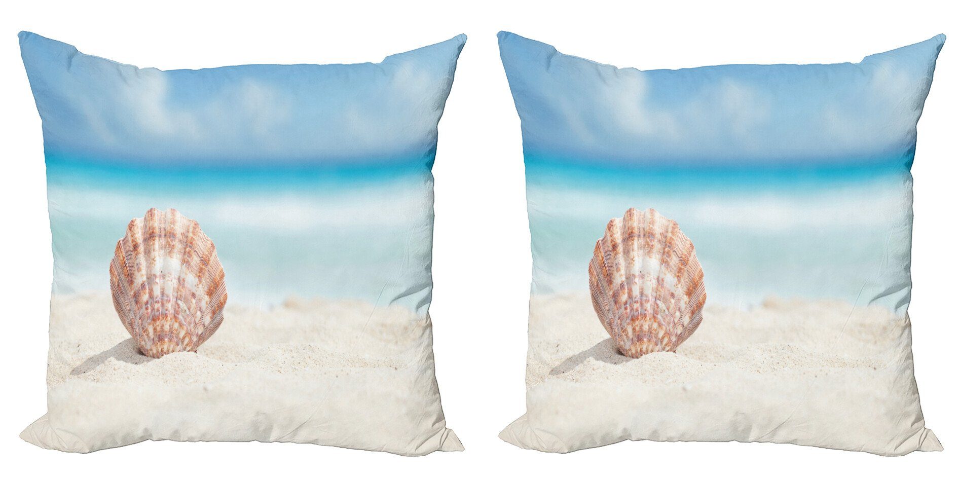 Kissenbezüge Modern Accent Doppelseitiger Digitaldruck, Abakuhaus (2 Stück), Jakobsmuschel Sandy Exotic Beach Shell