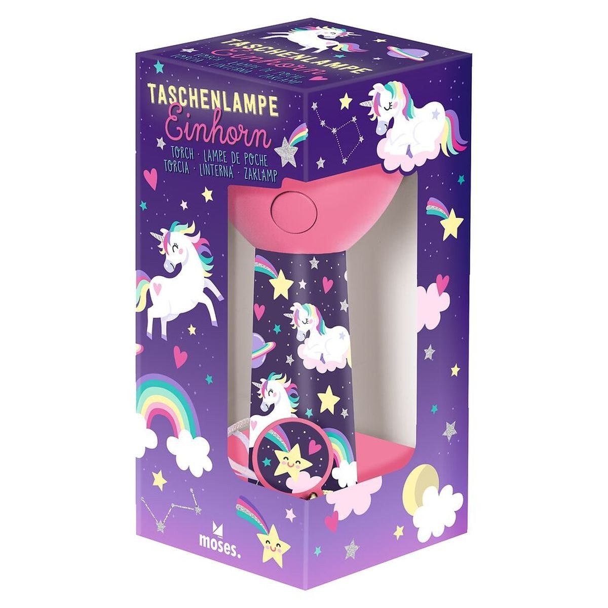 moses Taschenlampe Kinder-Taschenlampe mit LED & USB – bunt, robust & wiederaufladbar