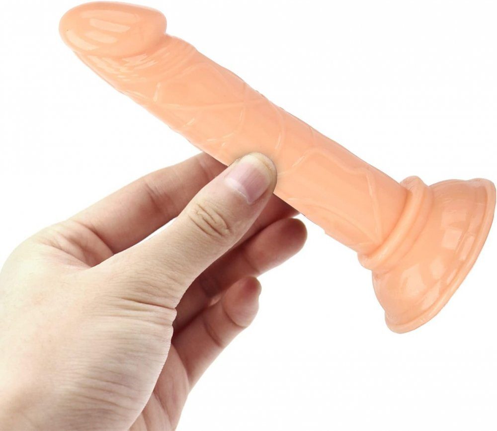 VOCTVTB Realistischer Fleischfarben Mini Sexspielzeug mit Penishülle Saugnapf 14cm Dildo, Starkem Dildo