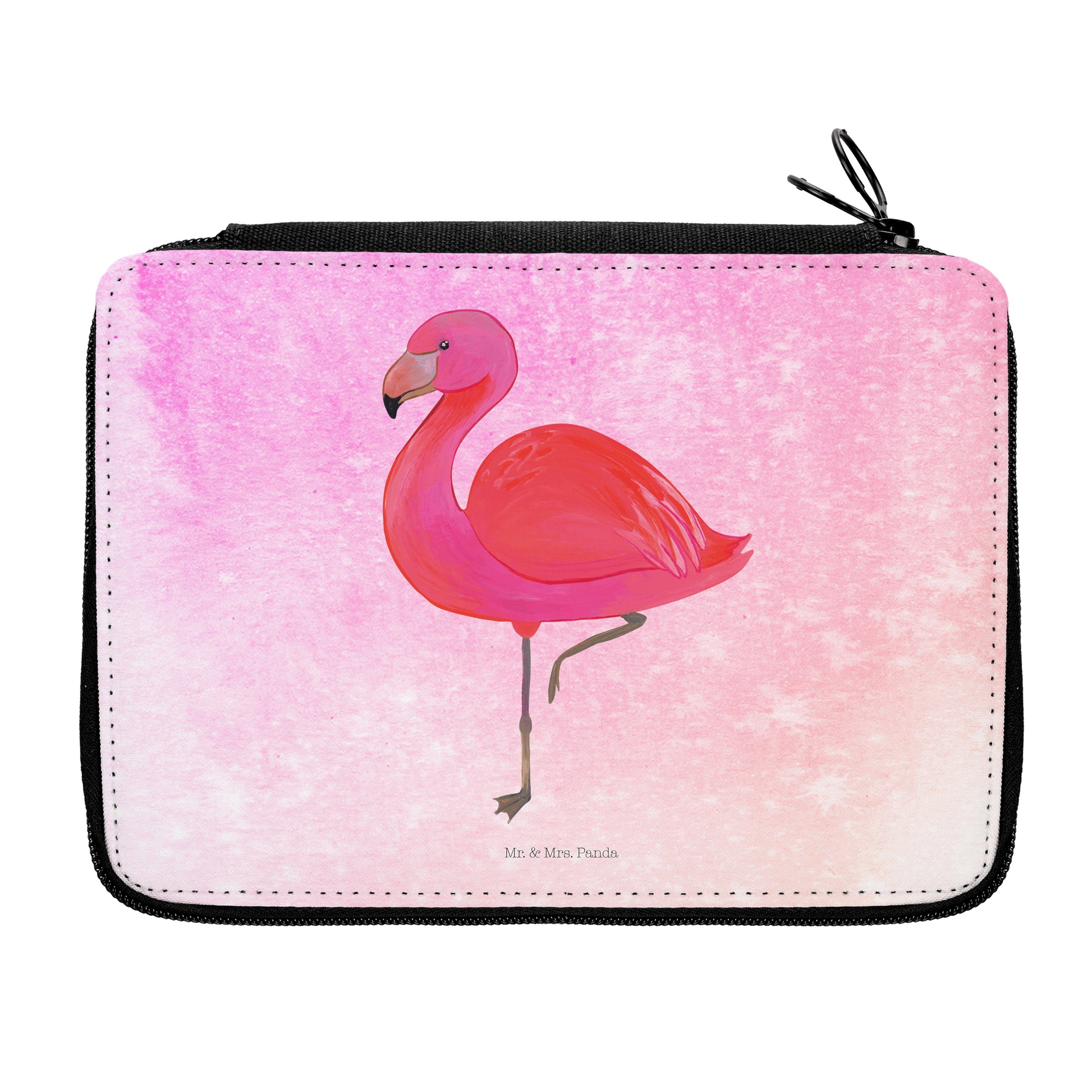 Mr. & Mrs. Panda Federmäppchen Flamingo classic - Aquarell Pink - Geschenk, Bestückte Federmappe, St, (1-tlg)