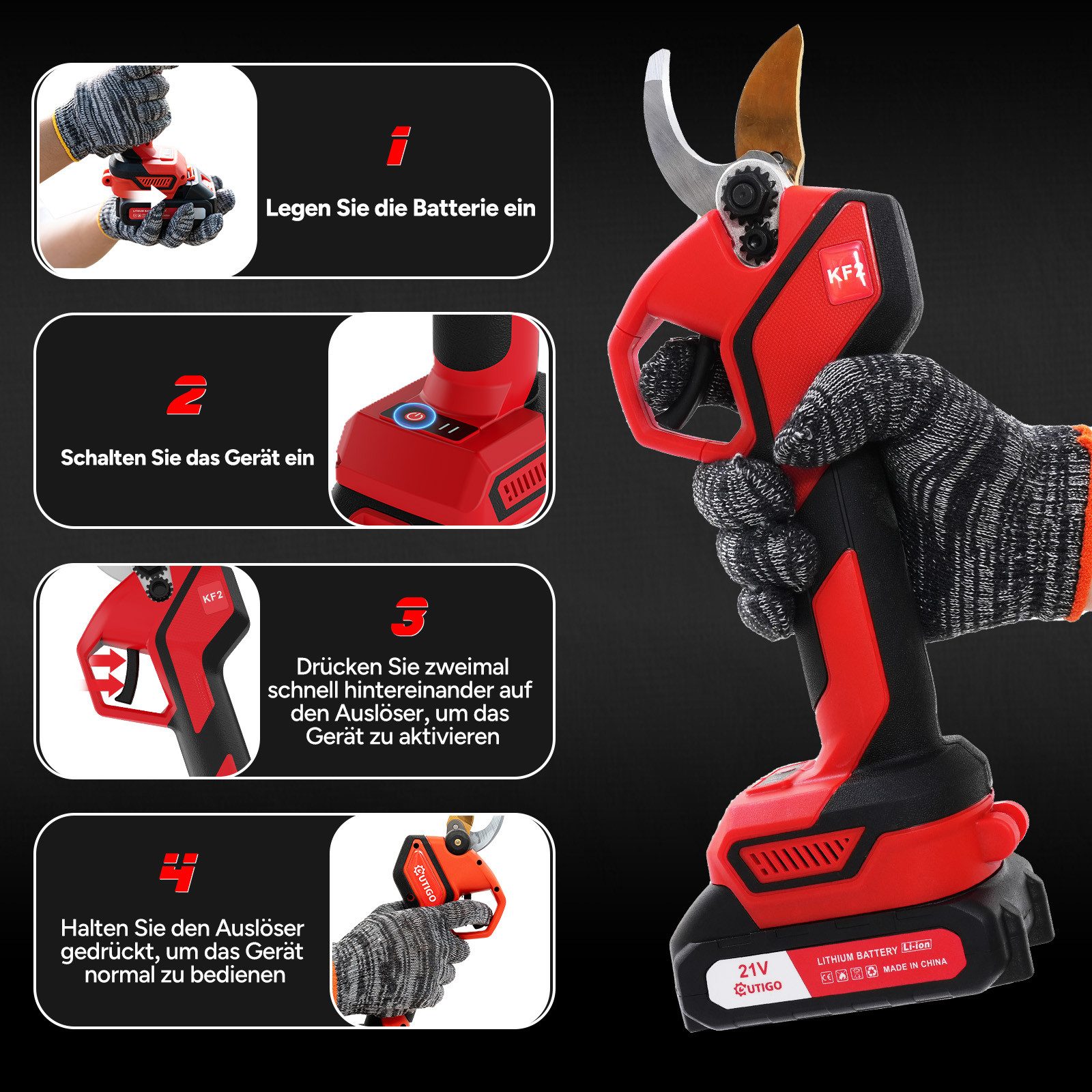 OUTIGO Akku-Astschere, Elektrische Gartenschere, Akku Grtenschere, (2x3000m günstig online kaufen