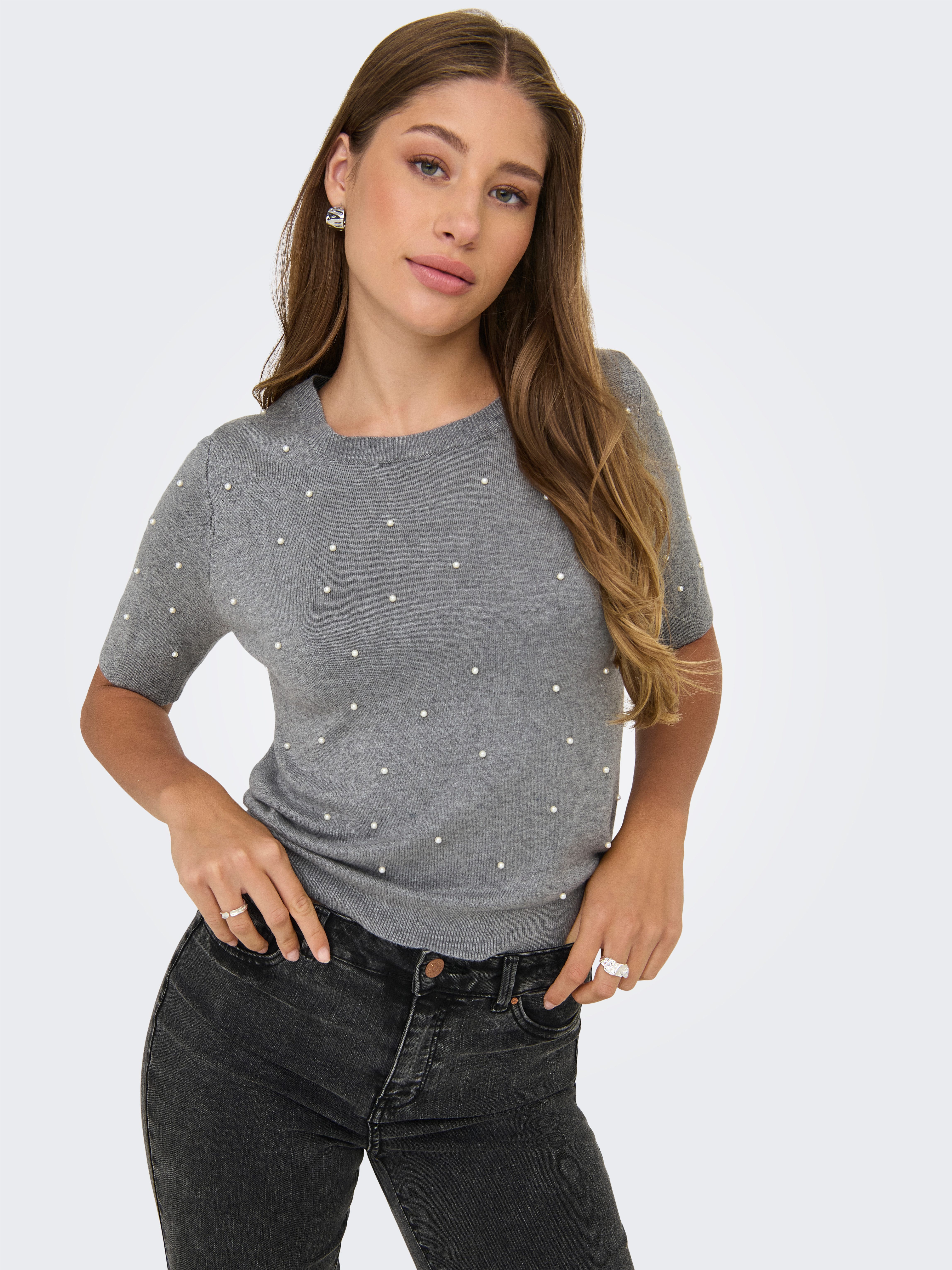ONLY Kurzarmpullover ONLVENICE LIFE SS PEARL O-NECK KNT günstig online kaufen