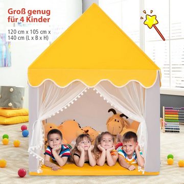 KOMFOTTEU Spielzelt Kinderzelt mit gepolsterter Decke & Fenstern & Holzrahmen