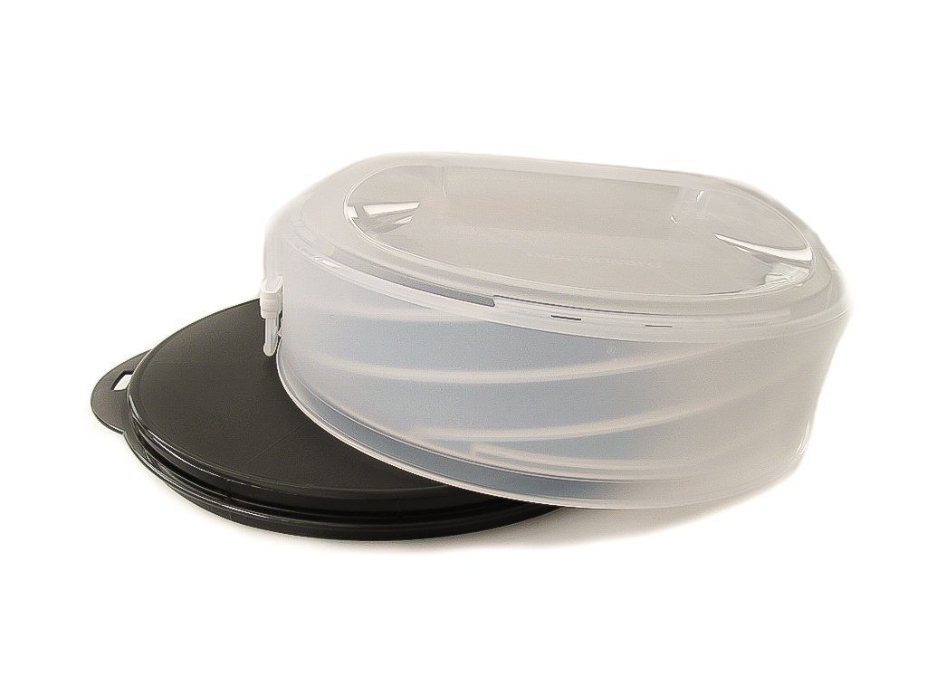 TUPPERWARE Tortenbehälter schwarz SPÜLTUCH Tortentwist + Kuchenplatte