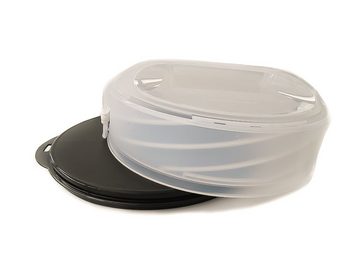 TUPPERWARE Kuchenplatte Tortentwist schwarz Tortenbehälter + SPÜLTUCH