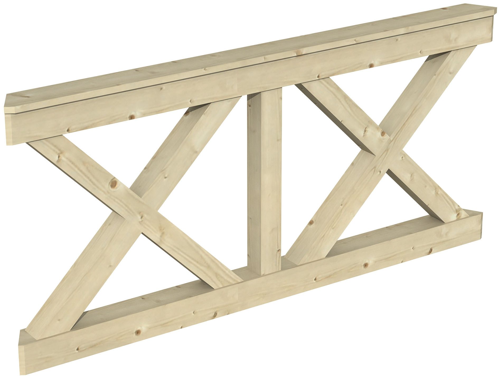 Skanholz Brüstungsgeländer Andreaskreuz, 180 cm Länge, 84 cm Höhe