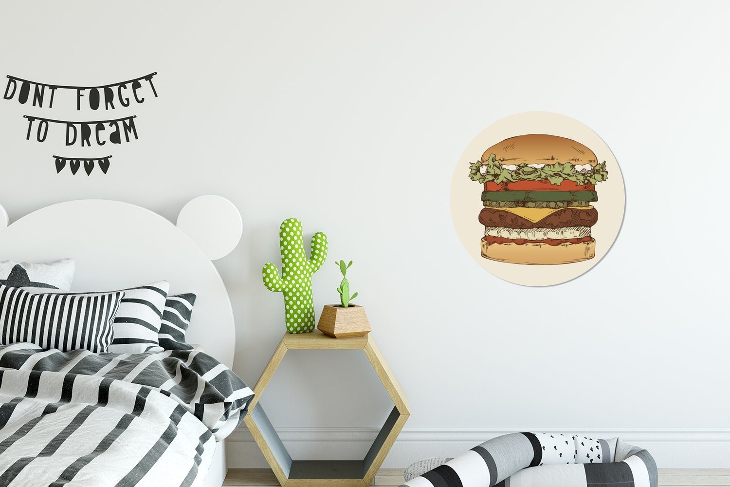 Wohnzimmer klassischen (1 Eine Rund, Hamburgers MuchoWow Tapetenkreis eines Illustration Wandsticker St), für Tapetenaufkleber, Kinderzimmer,