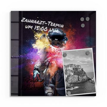 DEQORI Magnettafel 'Kosmonaut in Farbknall', Whiteboard Pinnwand beschreibbar