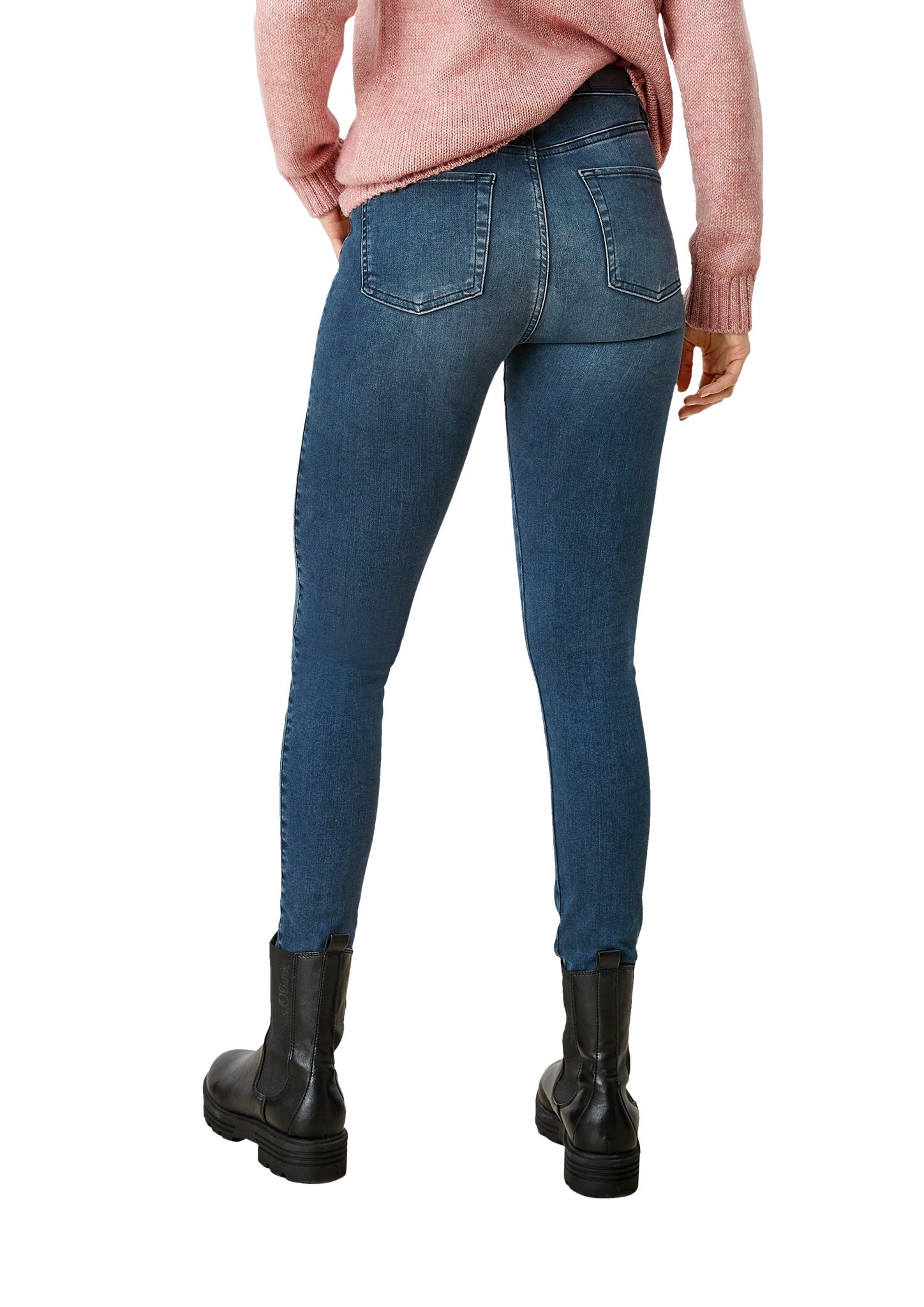 Waschung Super Skinny: s.Oliver 7/8-Jeans High Waist-Jeans dark blue