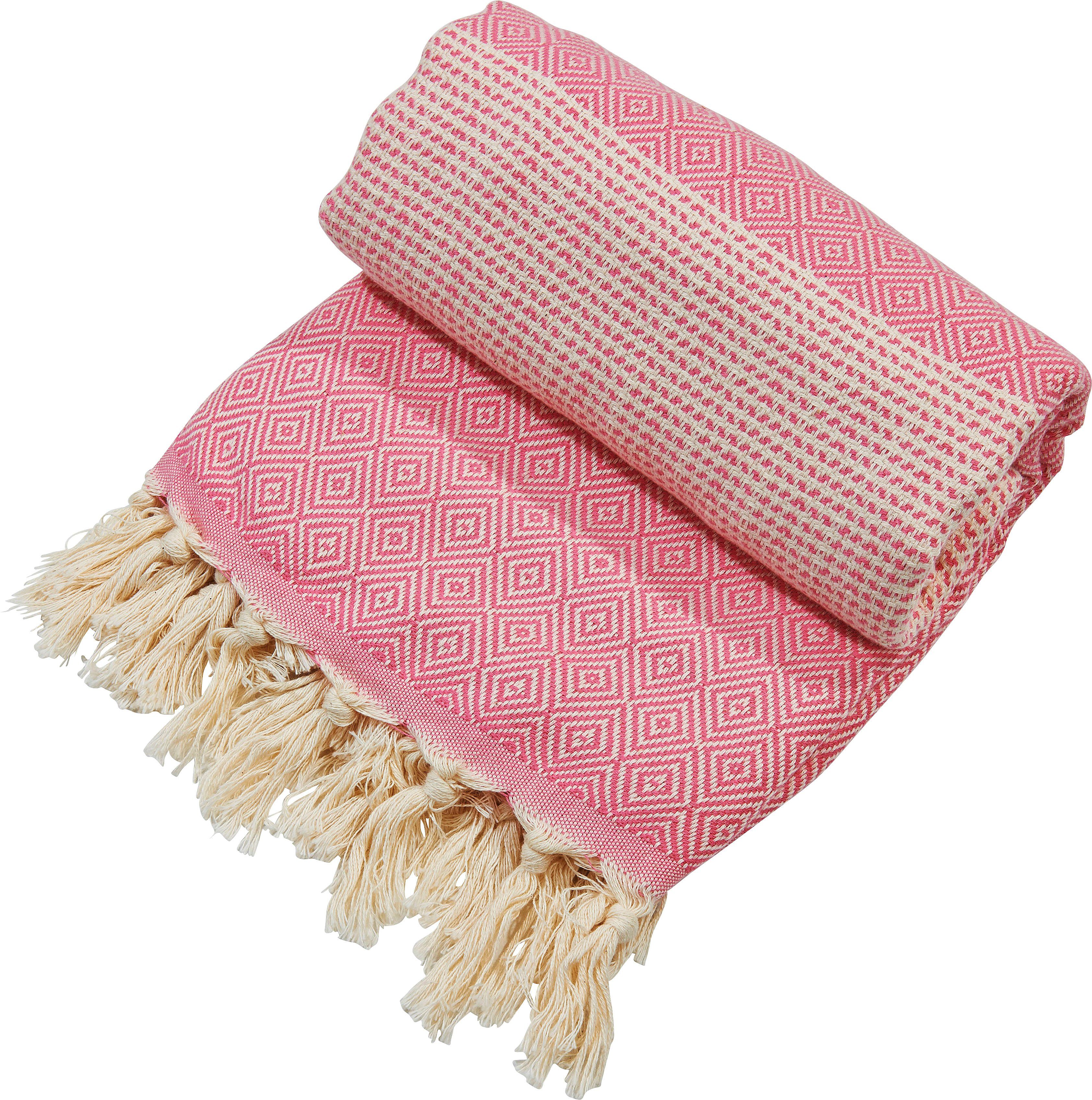 Plaid Lounge Diamond, done.®, Leichtes Plaid mit geknoteten Fransen