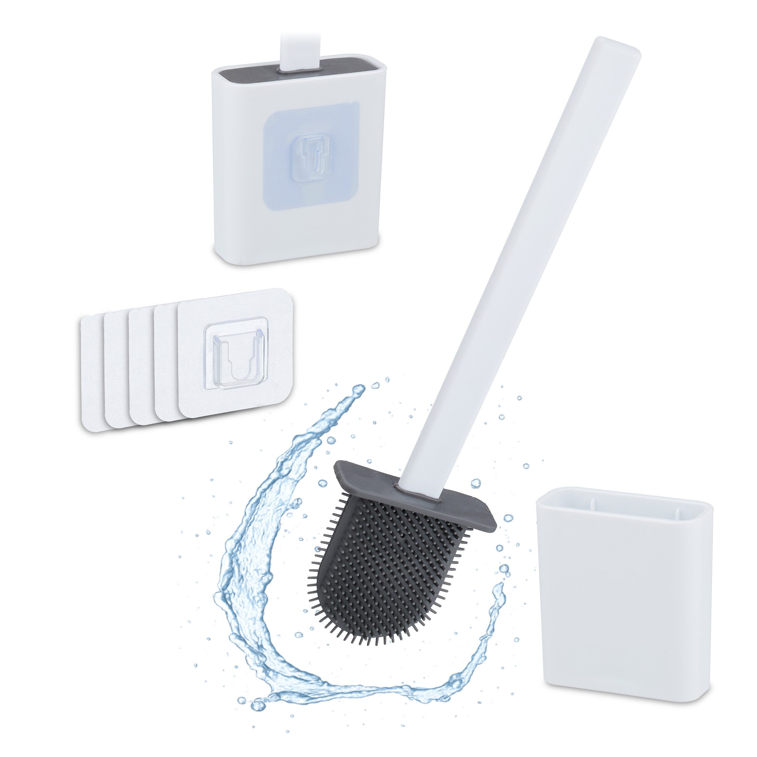 relaxdays WC-Garnitur Toilettenbürste zur Wandmontage, (1-tlg), weiß günstig online kaufen