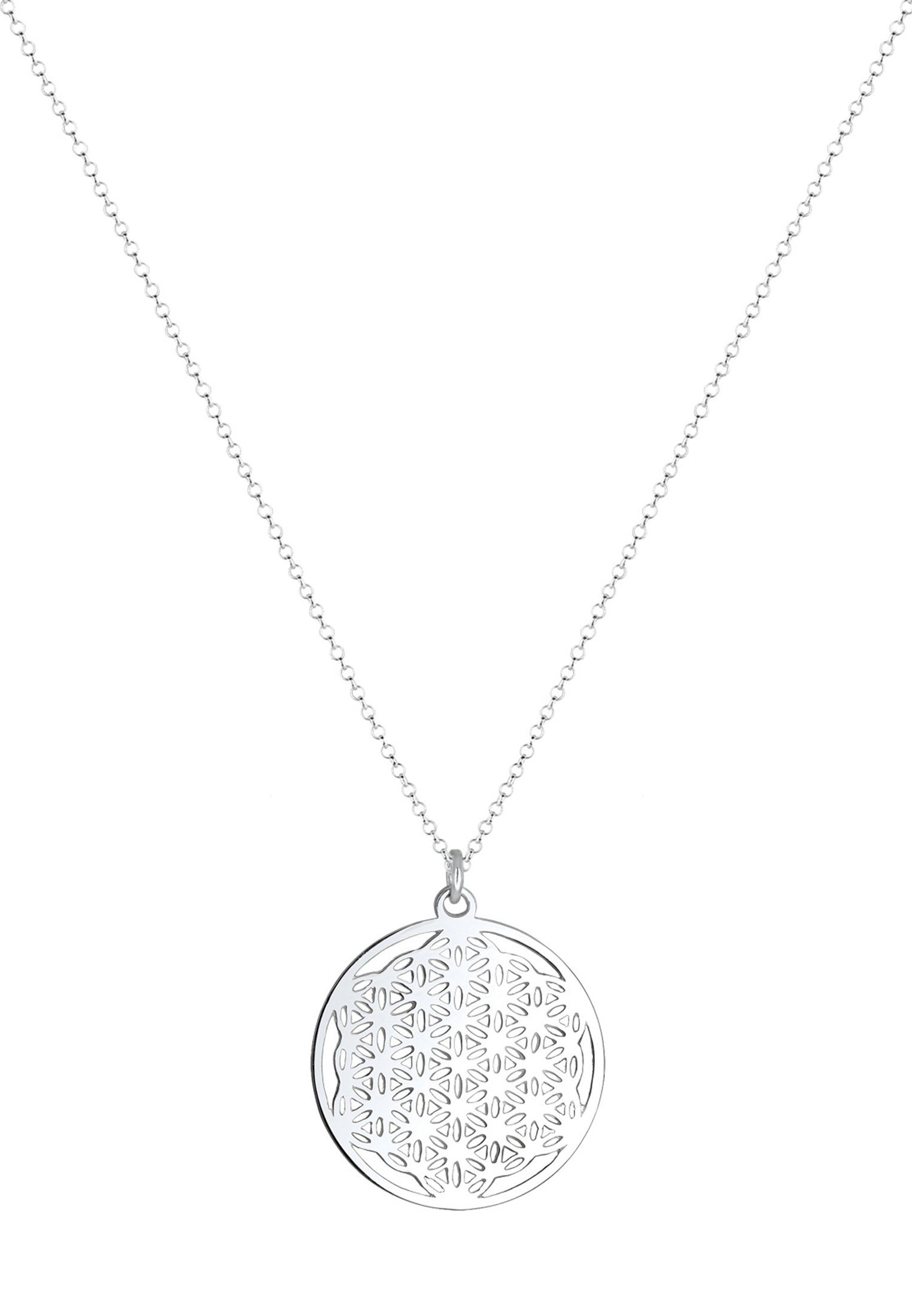 Anhänger Kette mit Ornament Symbol Sterling Lebensblume 925 Silber Elli