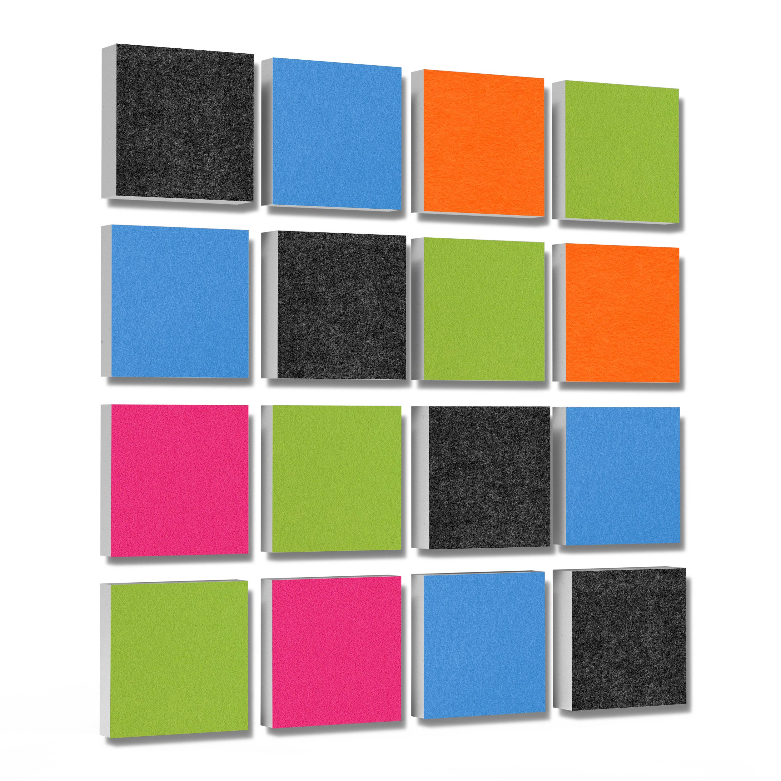 platino24 Akustikplatte 16 Elemente 3D-Set Colore Quadrat 27,5 x 27,5 cm Multicolore