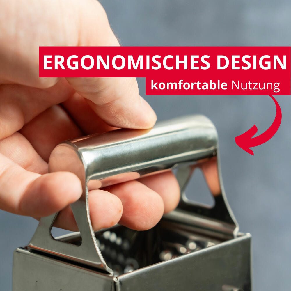 WESTMARK Vierkantreibe mit Schiebeverschluss, 4 Schneid-/Reibeflächen, Höhe: 26,4 cm, Edelstahl, rostfrei, ergonomischer Griff, spülmaschinengeeignet
