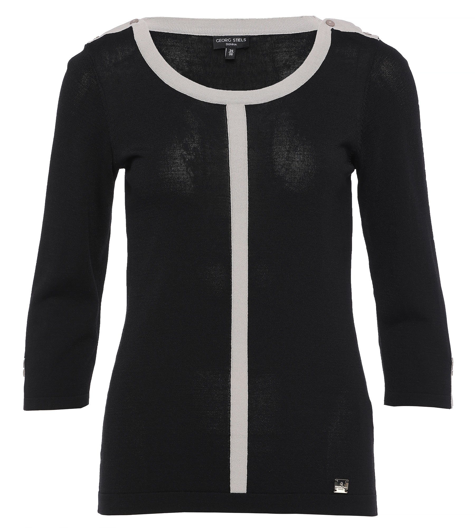 Georg Stiels 3/4 Arm-Pullover mit Kontrastblenden und Knopfdetails